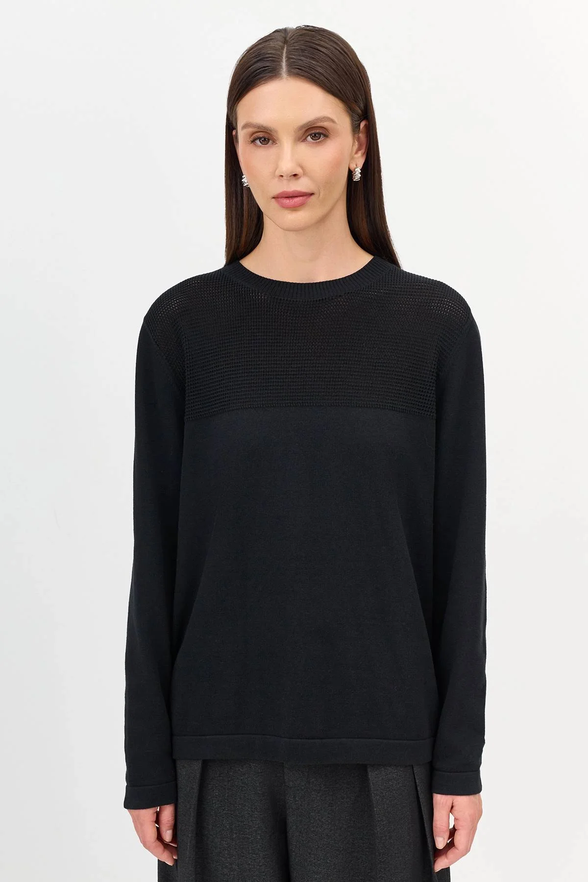 Лимитированная серия вязаный джемпер в черном цвете с ремнем, 40