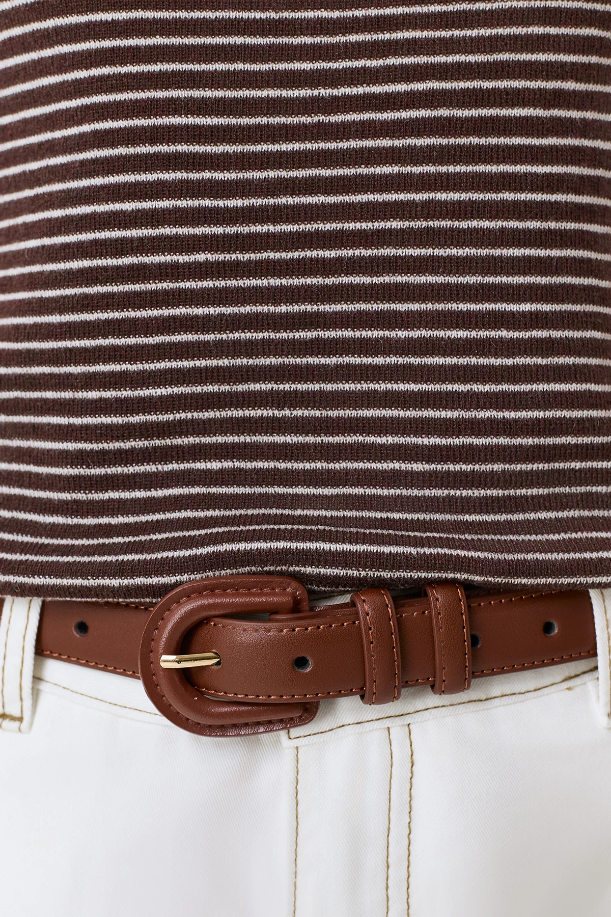 Коричневый ремень из натуральной кожи, M