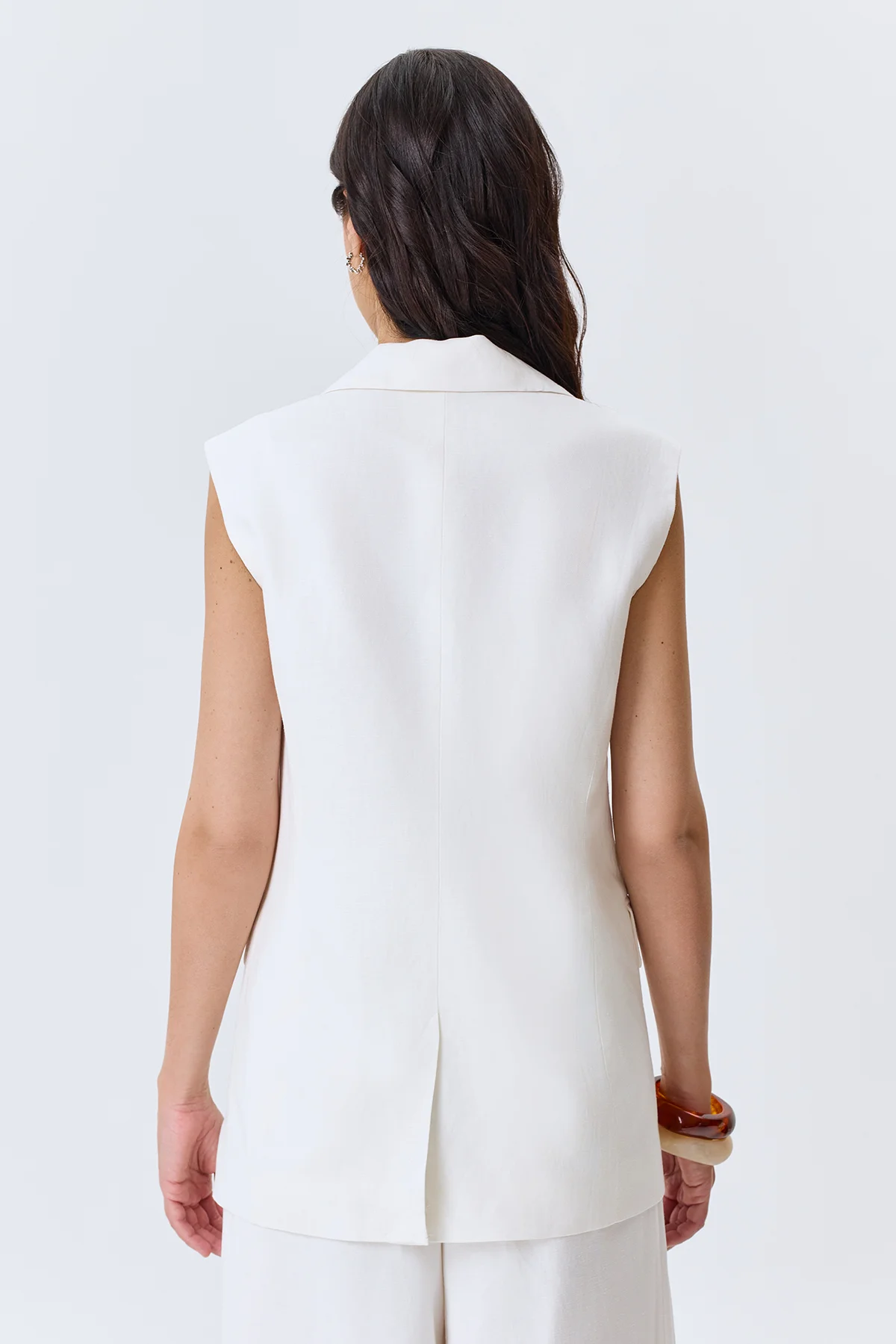 Удлиненный льняной жилет, 42