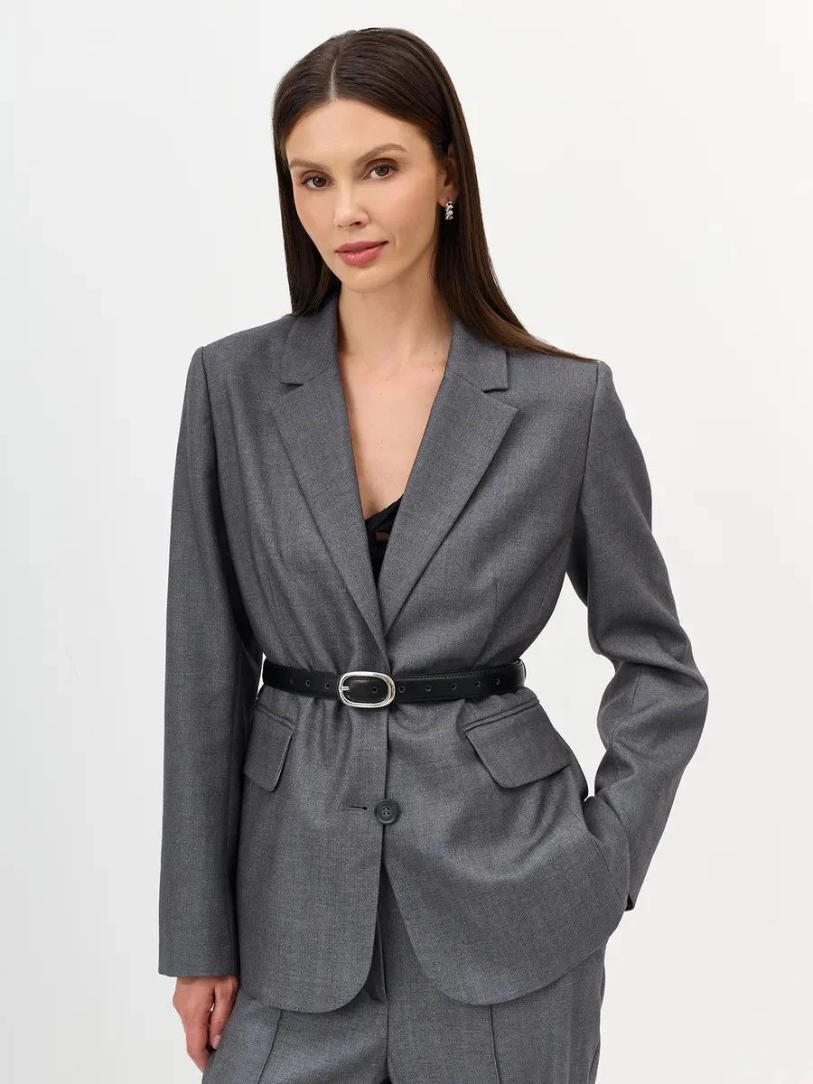 Ремень из натуральной кожи с круглой пряжкой, M