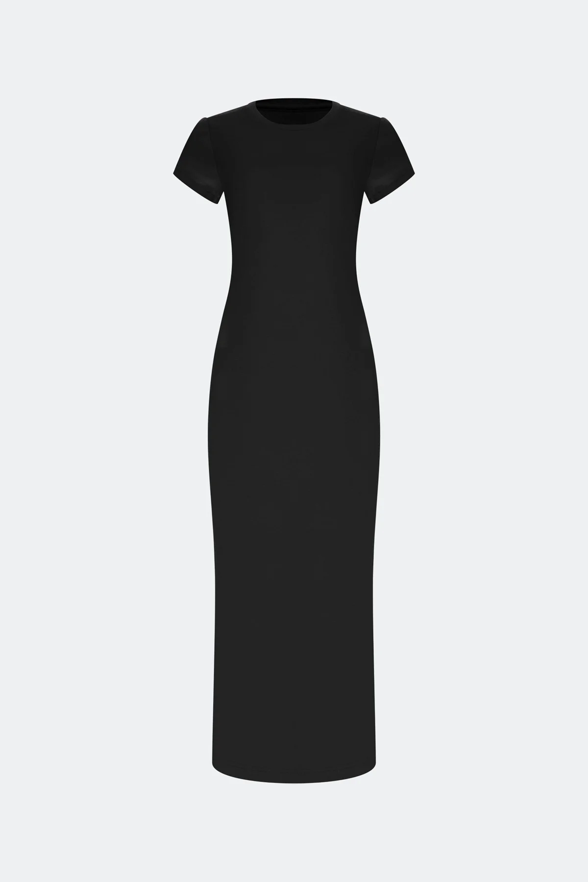 Черное трикотажное платье-макси, 52