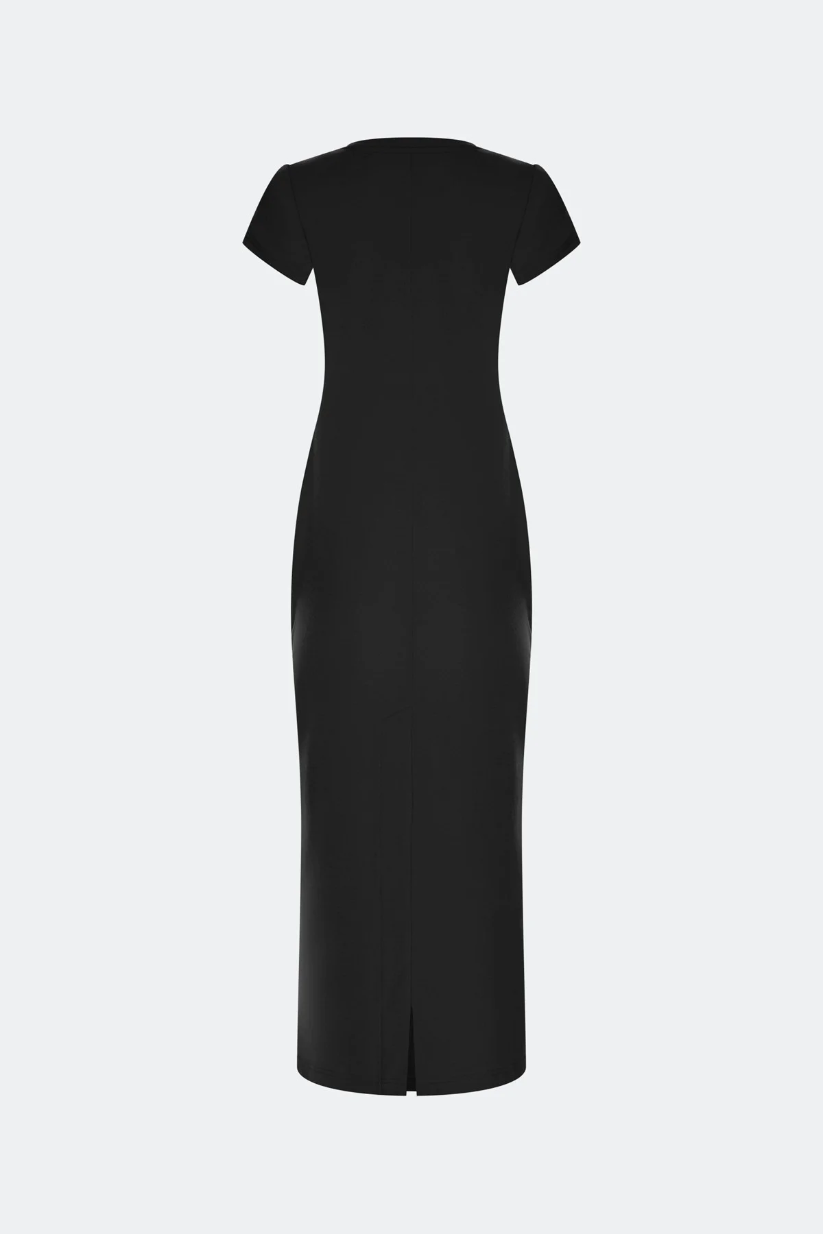 Черное трикотажное платье-макси, 46