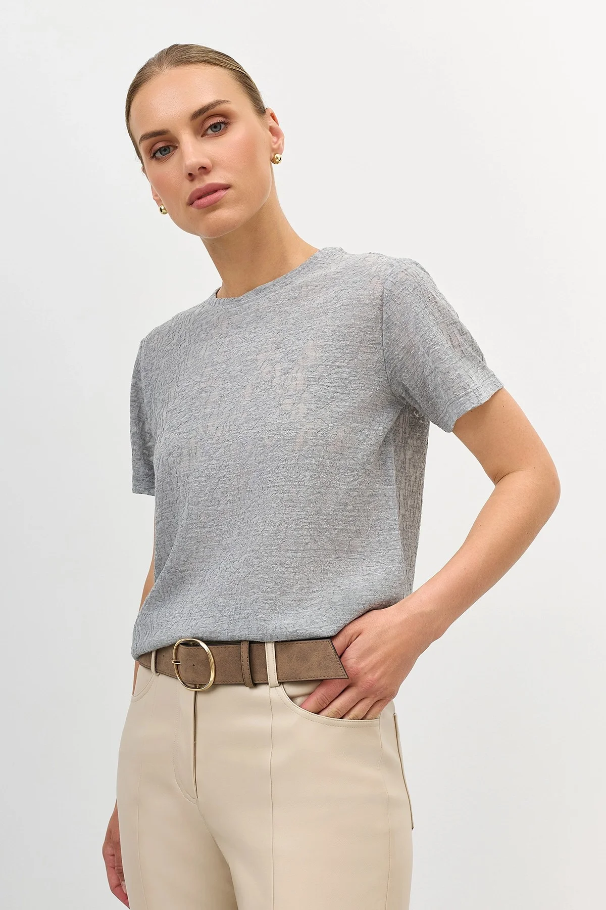 Широкий ремень с круглой пряжкой, M