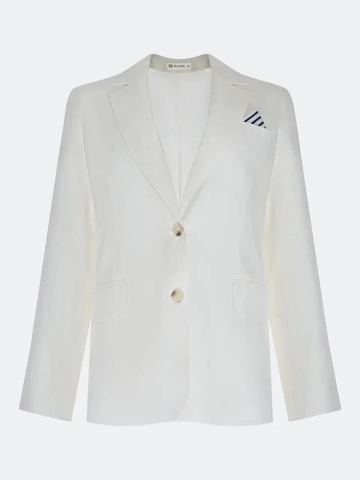 Льняной однобортный жакет, 46