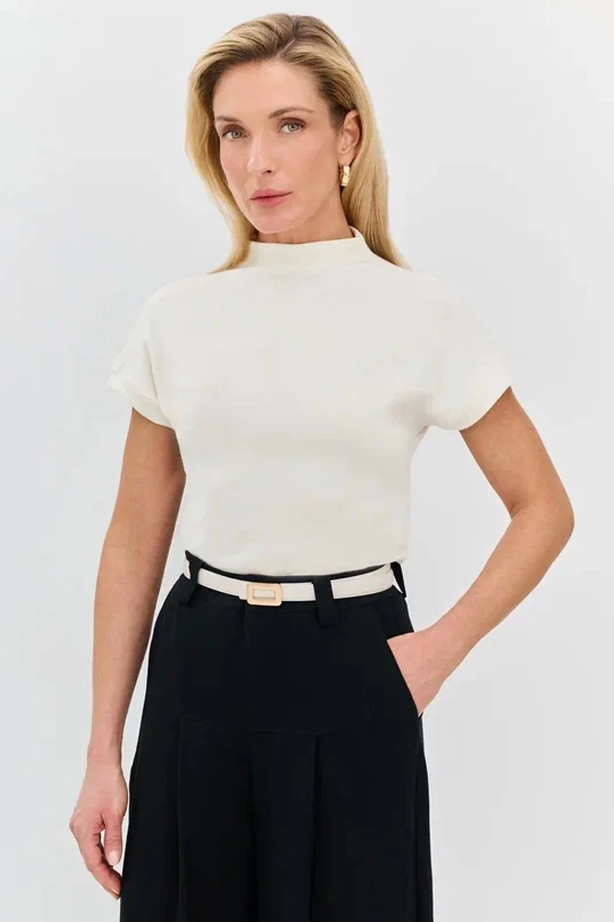 Узкий ремень из натуральной кожи с закругленной пряжкой BLMR22509, S