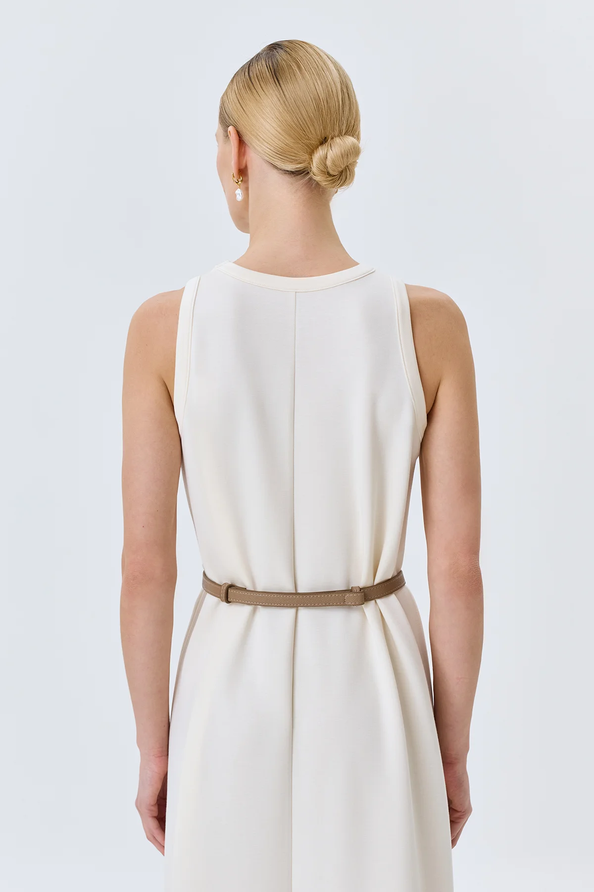 Трикотажное платье-макси с поясом, 48