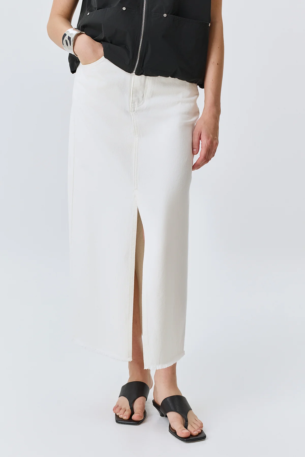 Белая джинсовая юбка из 100% хлопка, 46