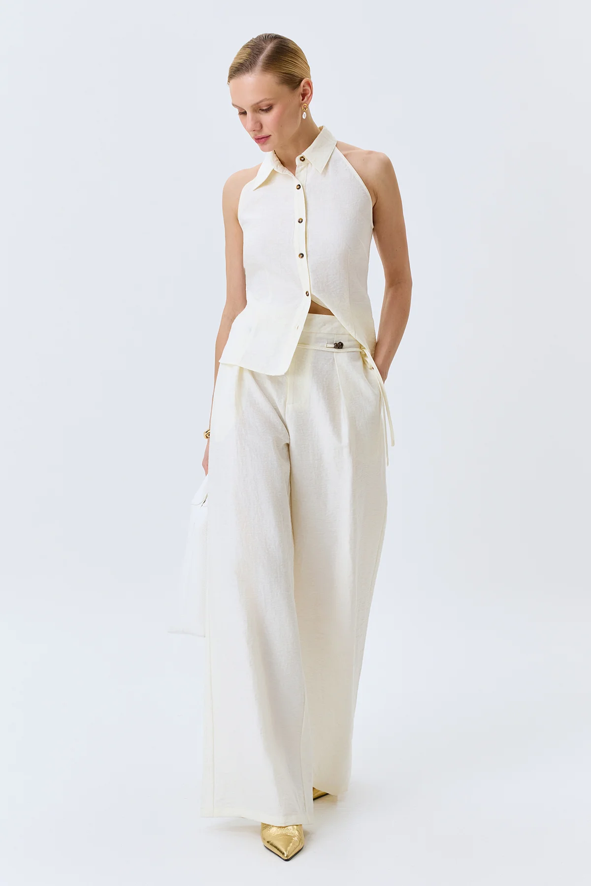 Приталенная блузка с корсетной шнуровкой, 44