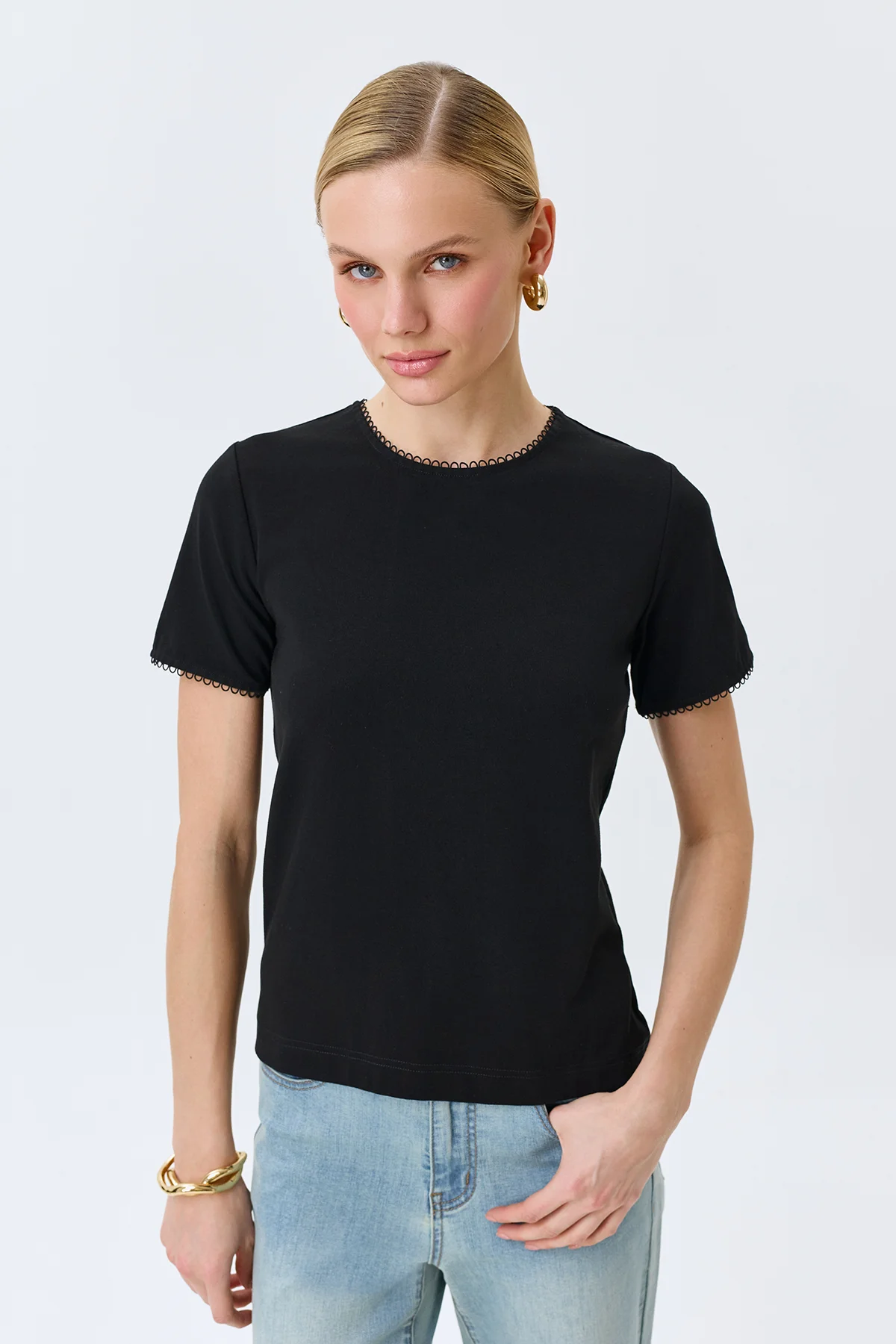 Футболка с кружевным кантом, 50