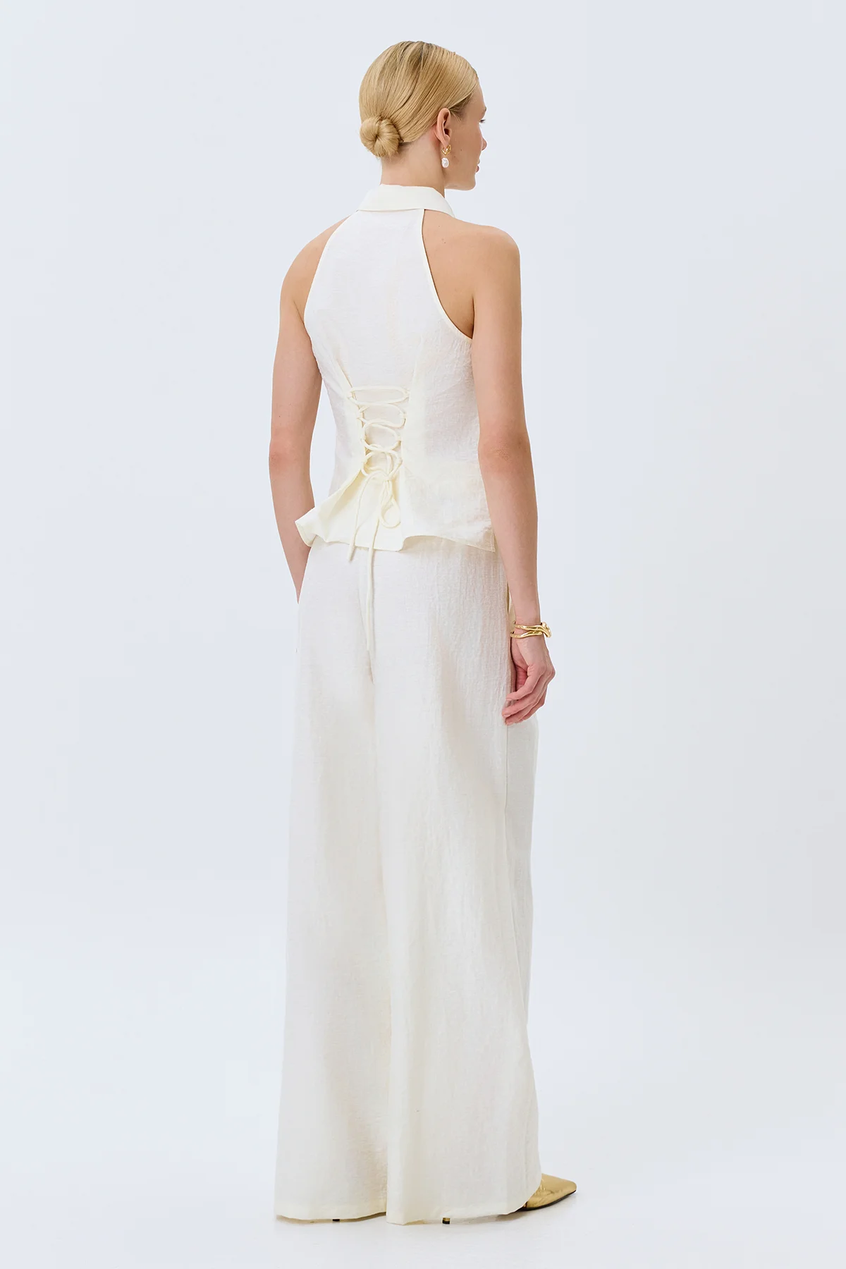 Приталенная блузка с корсетной шнуровкой, 46