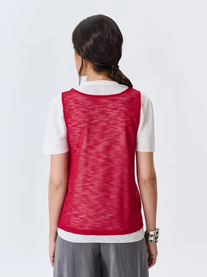 Джемпер тонкий вязаный с топом, 50