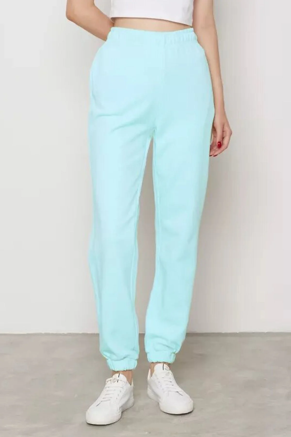 Брюки в цвете аква из облегчённого футера, 42р