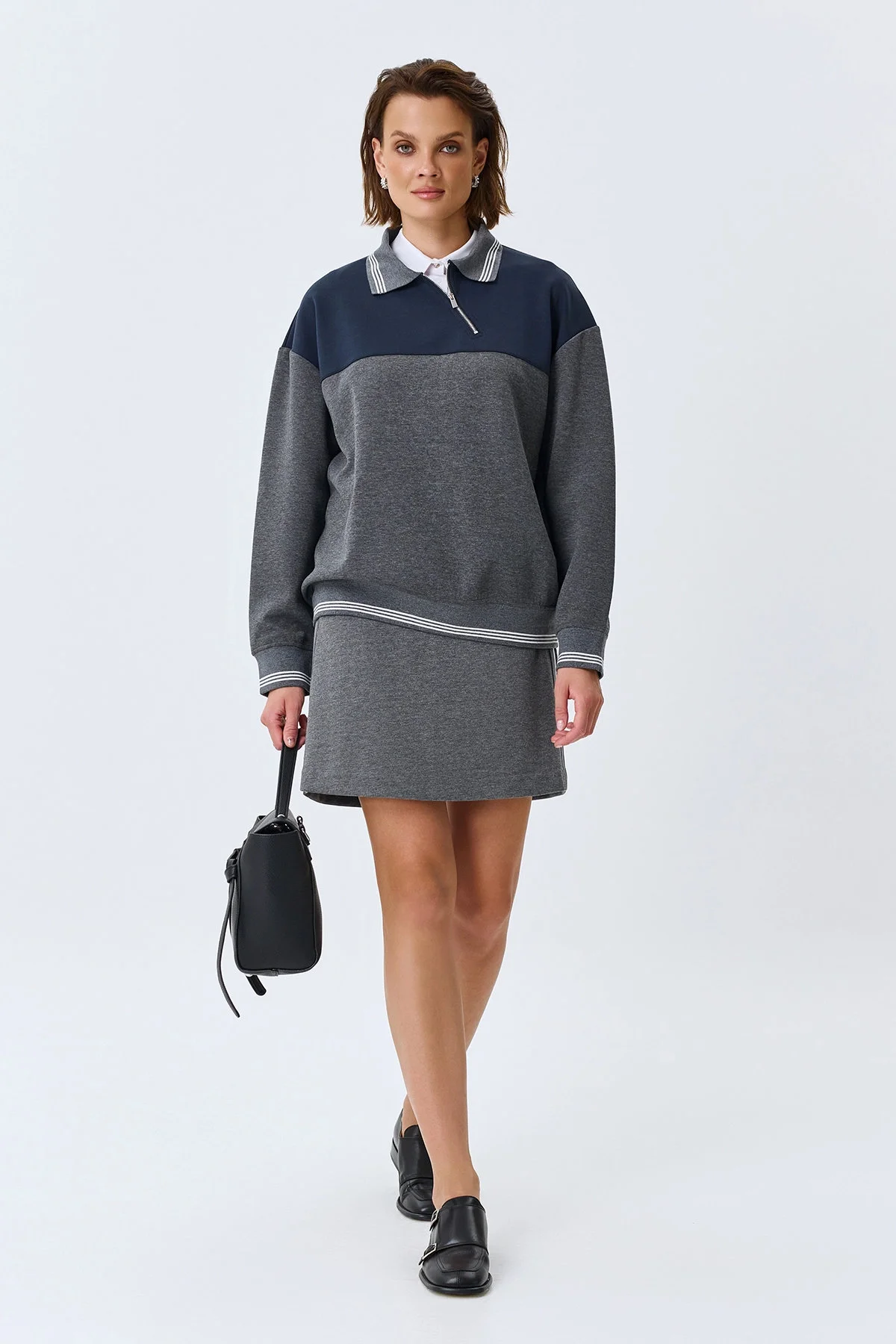 Свободный свитшот в стиле "color block", 50