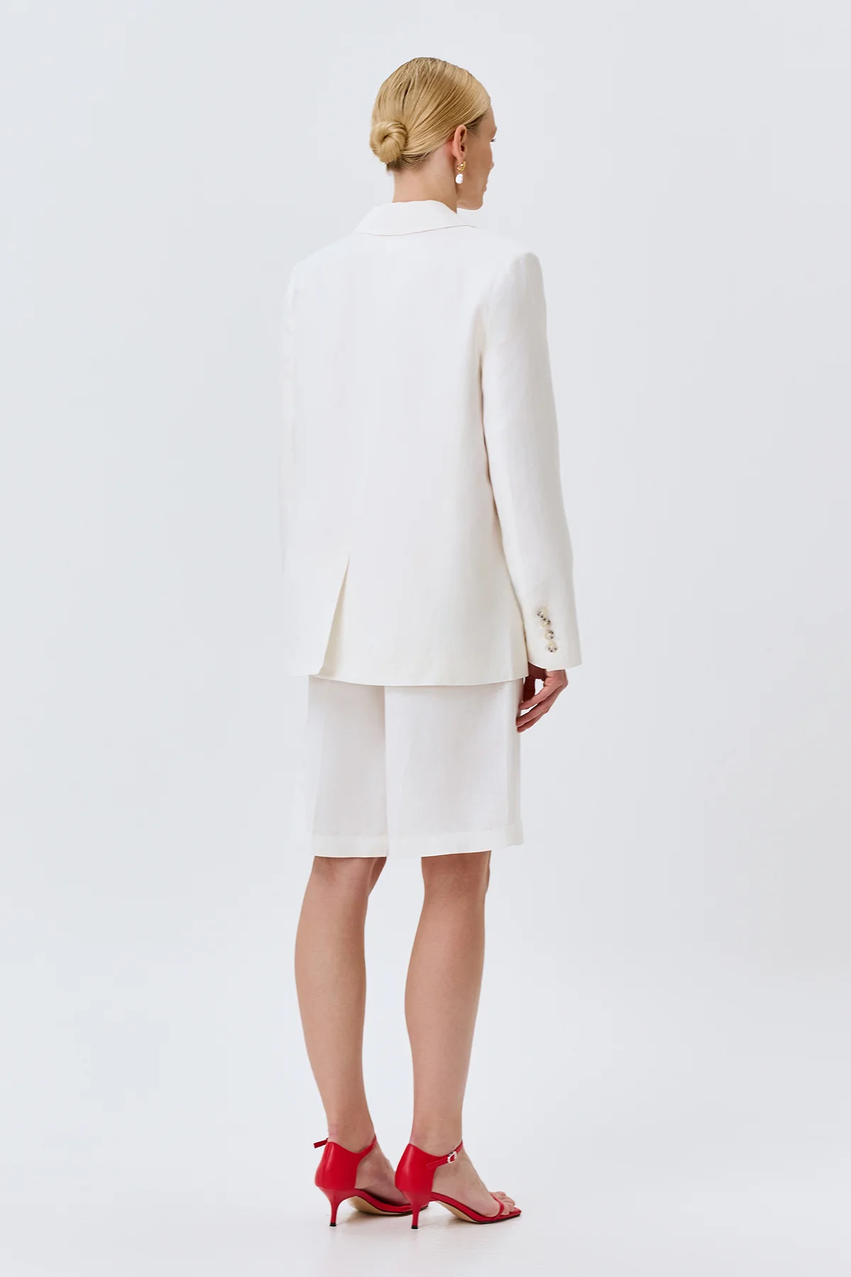 Льняной однобортный жакет, 50