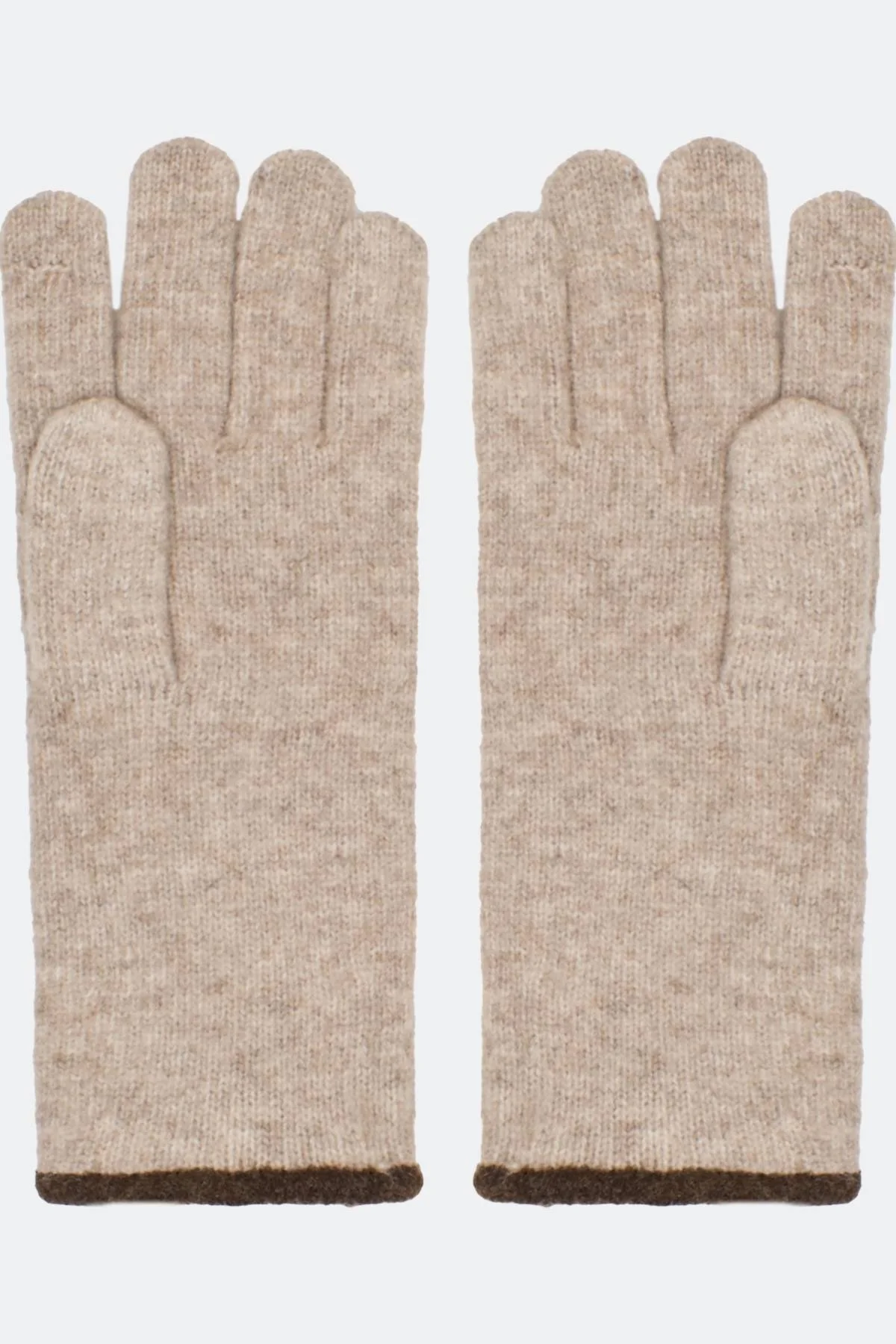 Светлые вязаные перчатки с контрастной отделкой, One