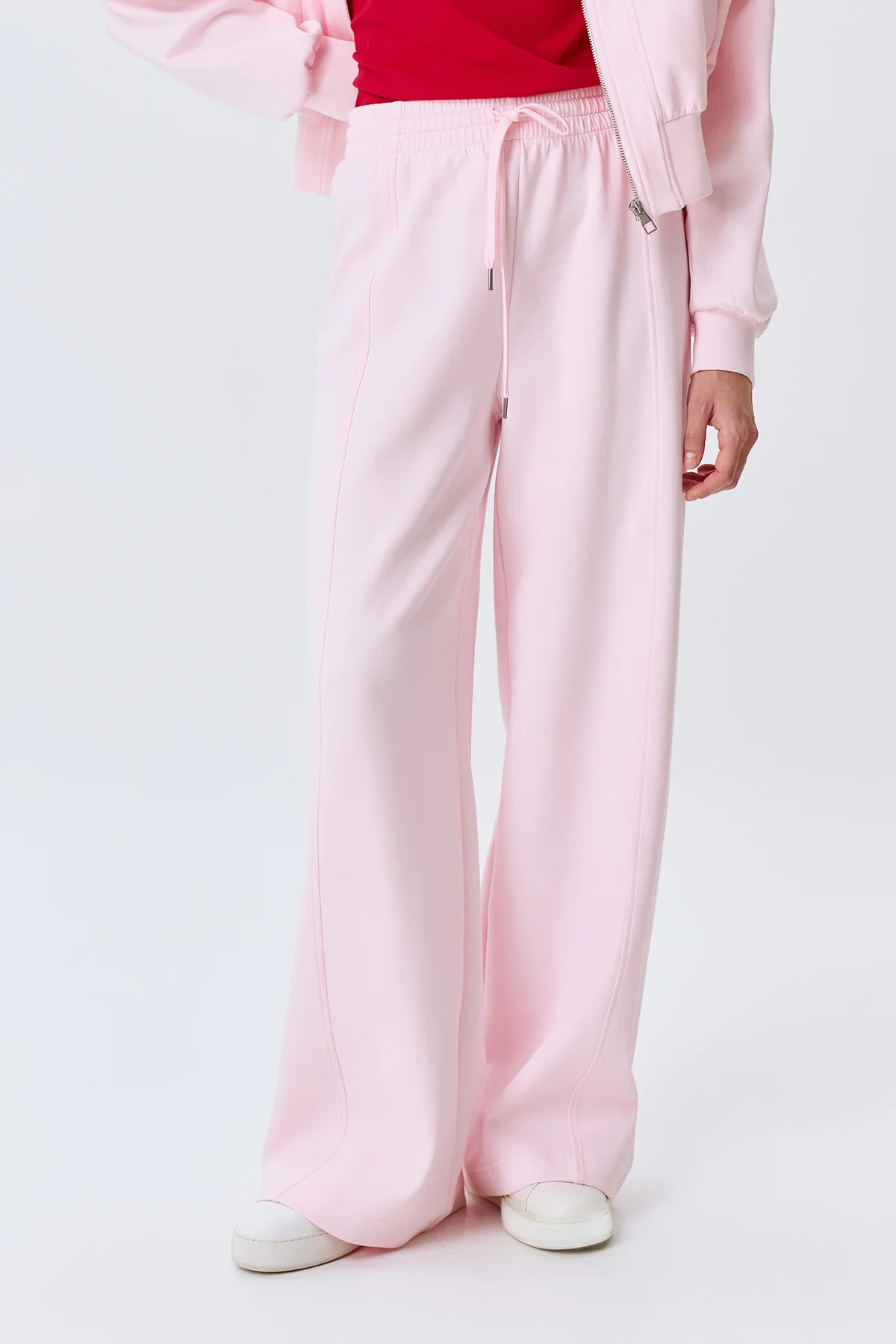 Трикотажные розовые брюки из хлопка, 50