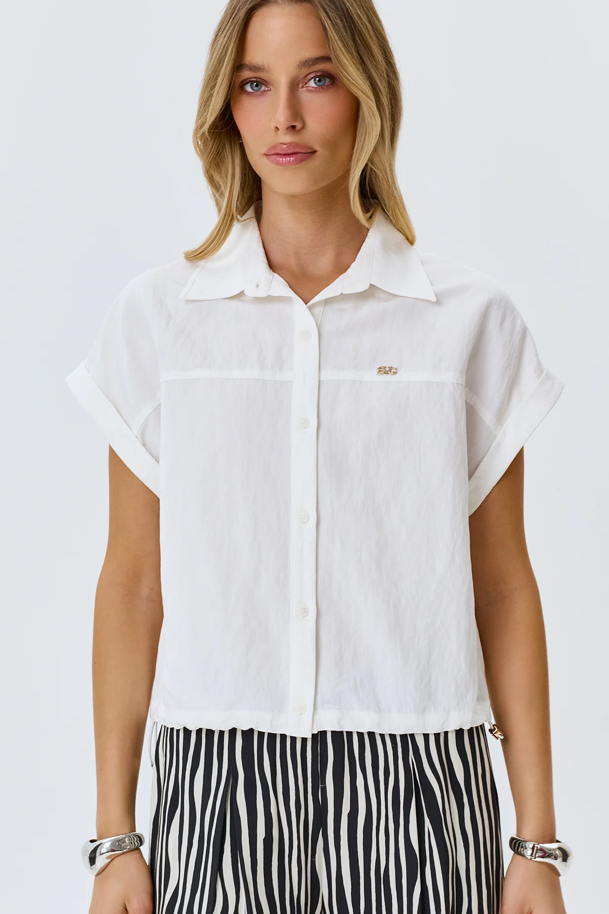 Укороченная рубашка с кулиской, 42