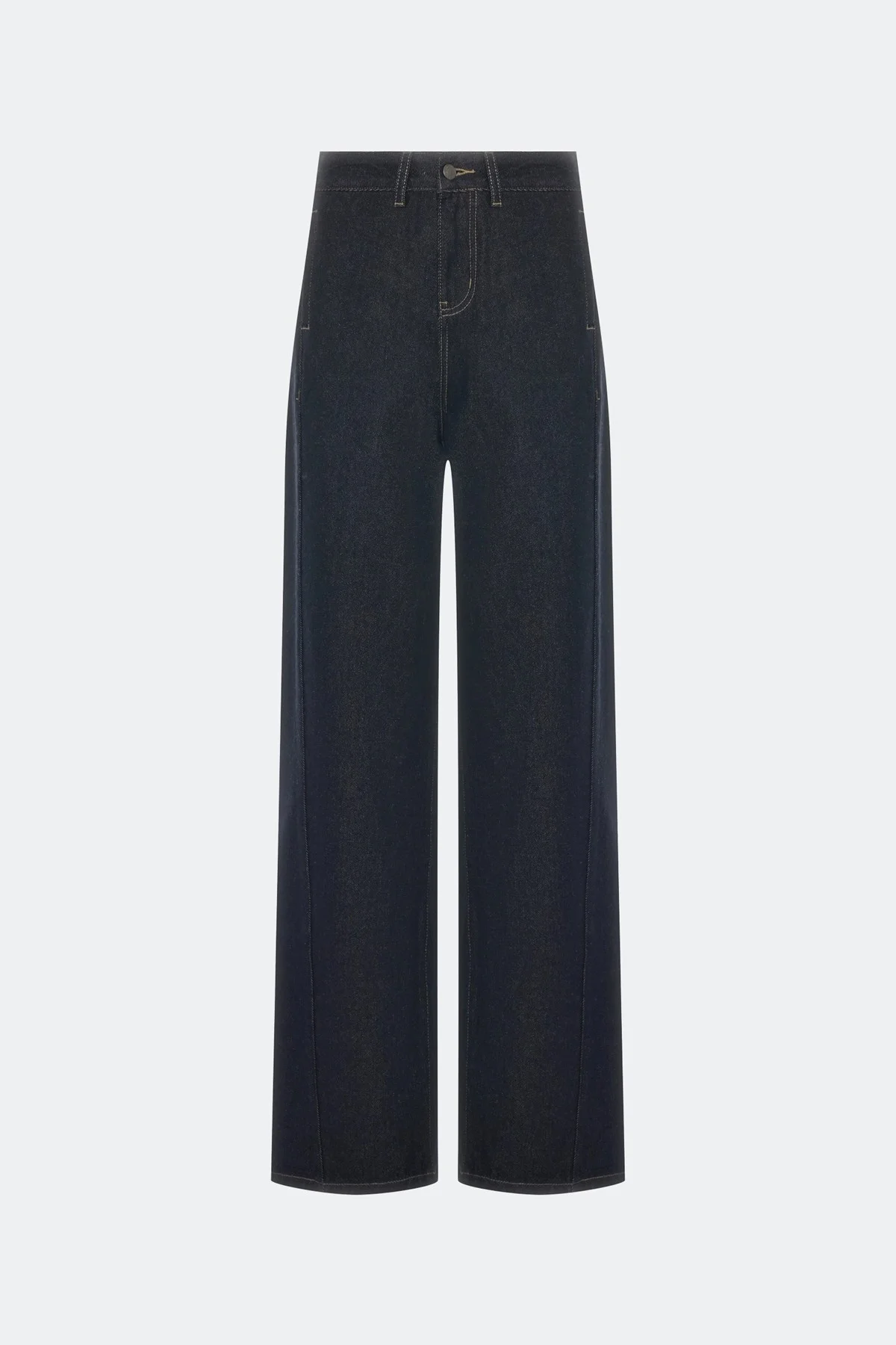 Широкие джинсы с контрастными швами, 48