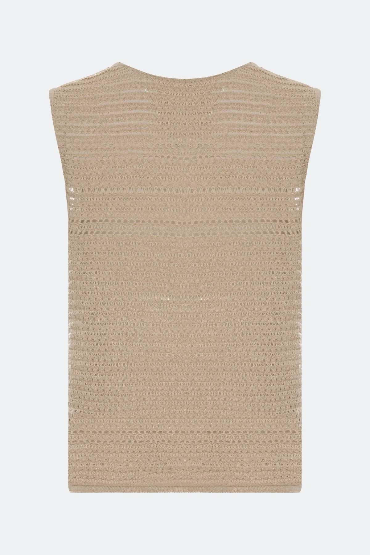 Ажурный бежевый топ с люрексом, 42