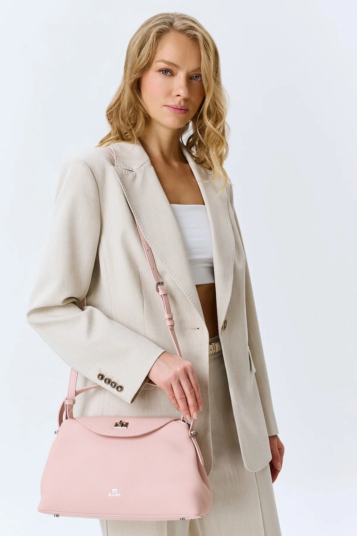 Розовая сумка кроссбоди с короткой ручкой, One