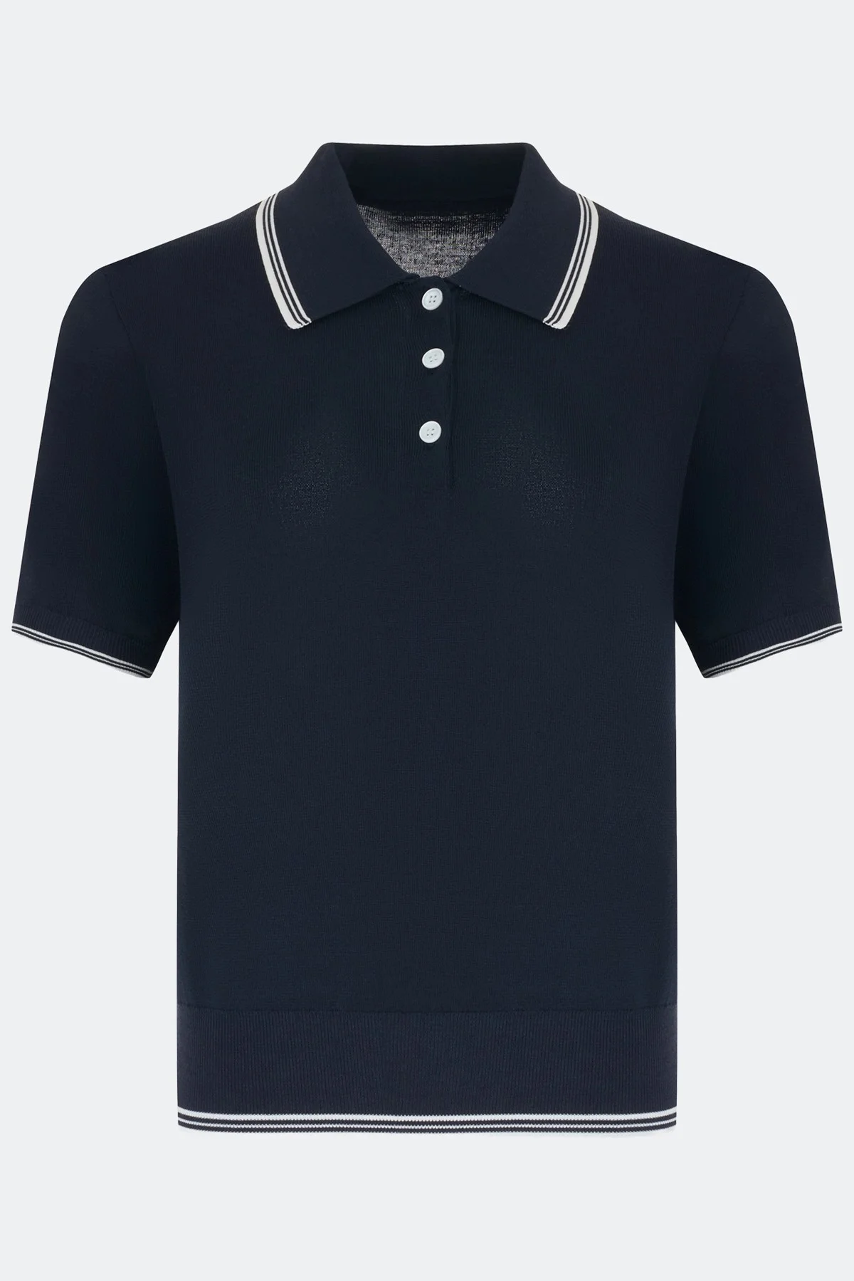 Поло из вискозы с контрастными полосками, 52