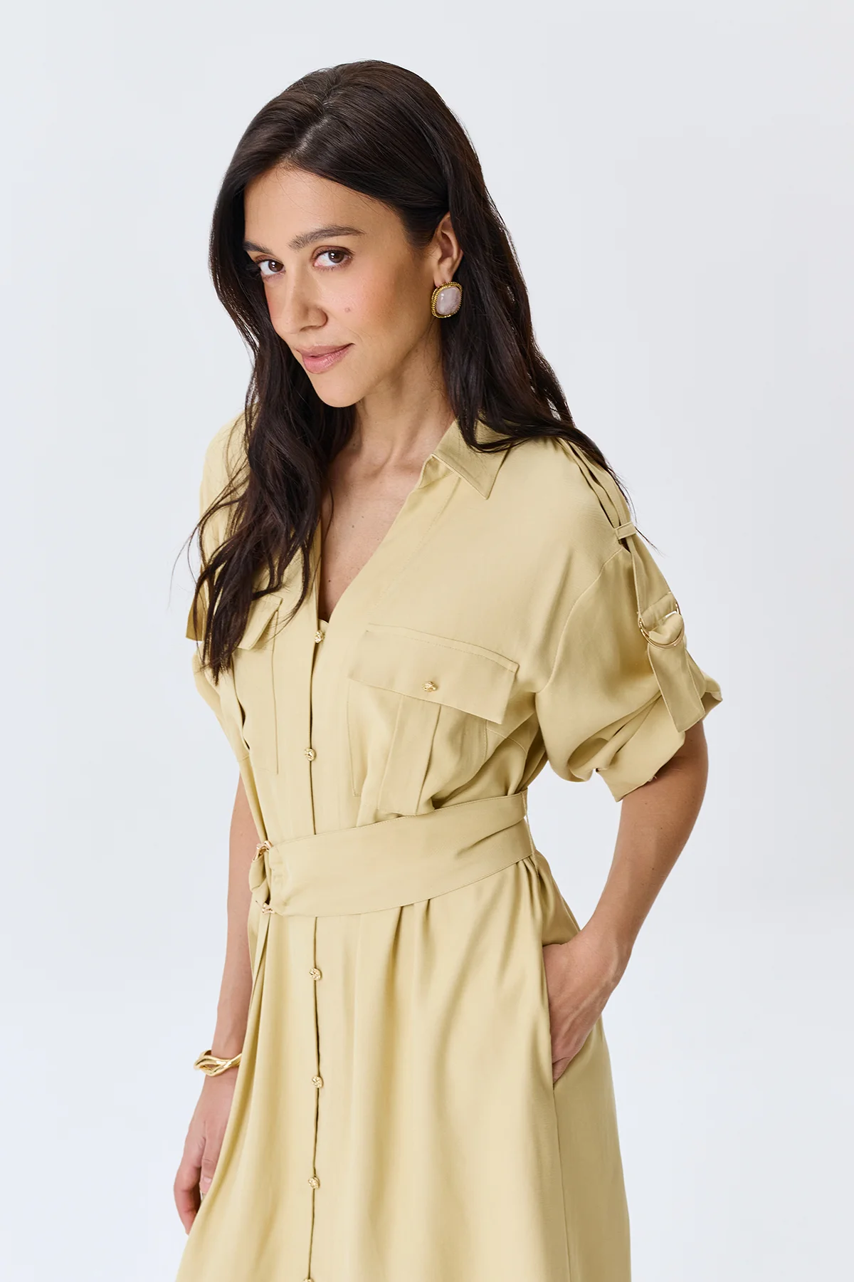 Приталенное платье-рубашка, 50