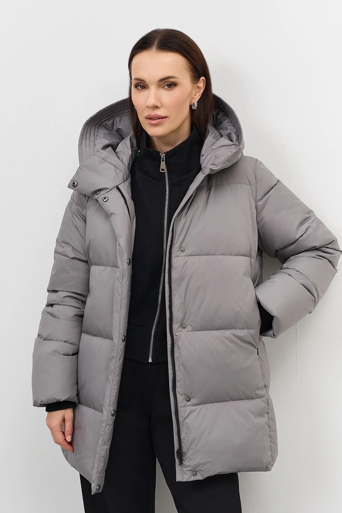 Удлиненная куртка с трикотажными манжетами, 52