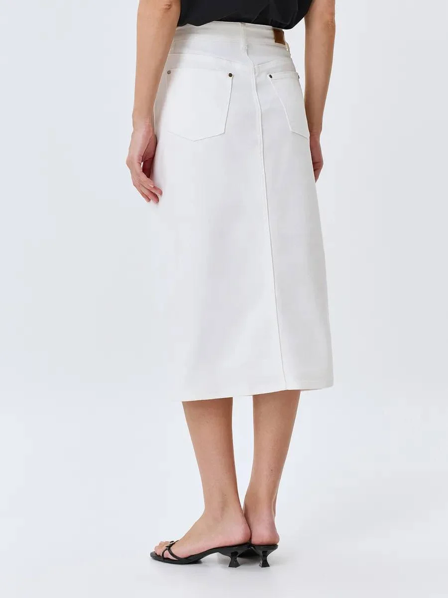 Юбка джинсовая миди летняя с разрезом, 36