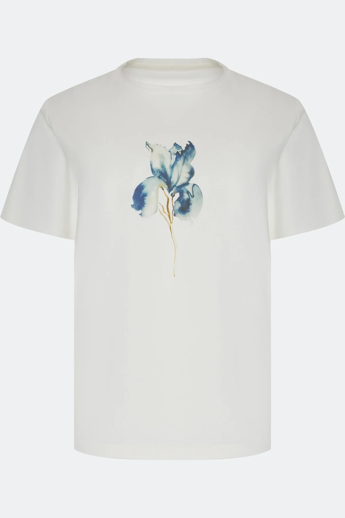 Футболка с флоральным принтом прямого силуэта, 46