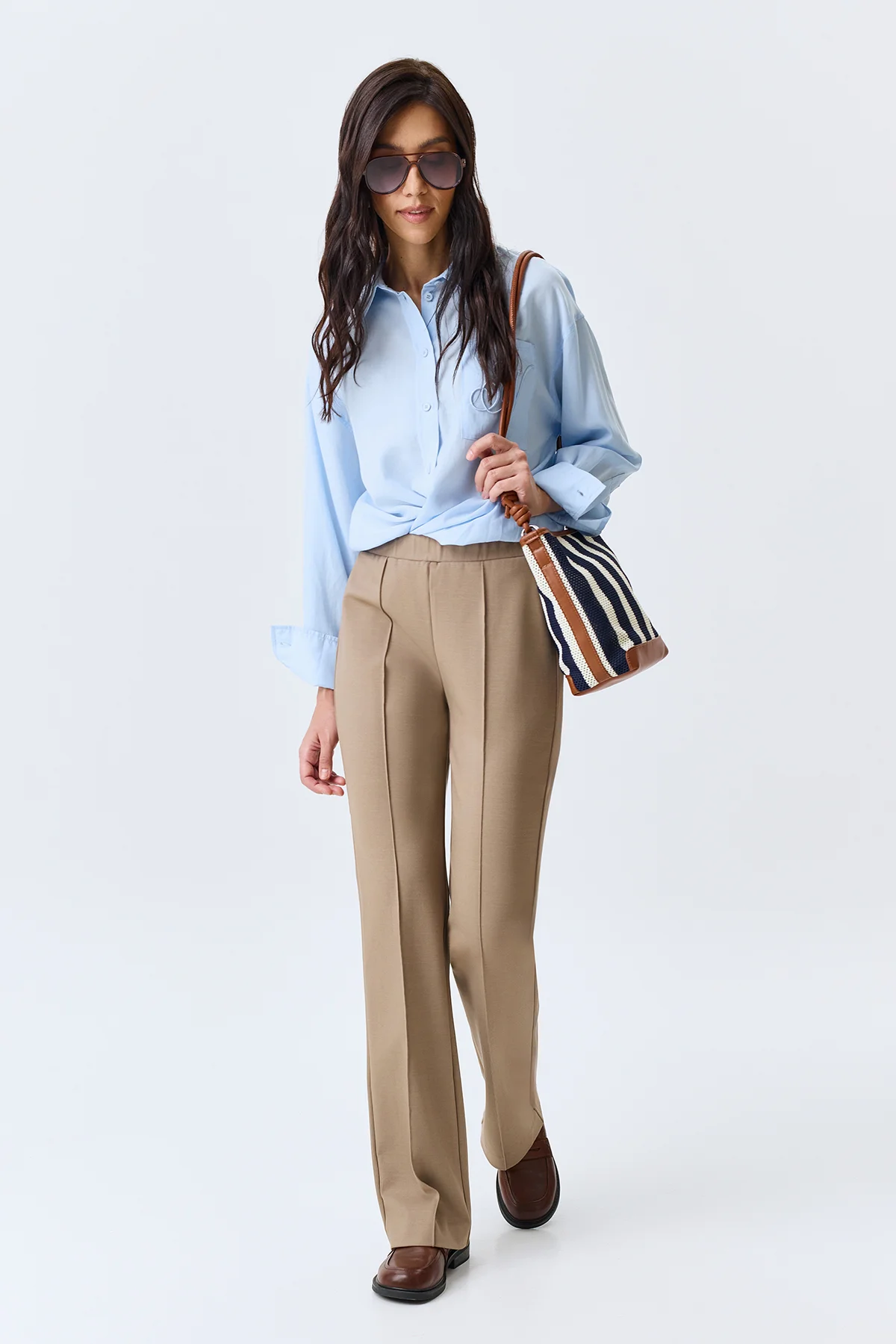 Брюки из джерси с простроченными стрелками, 52