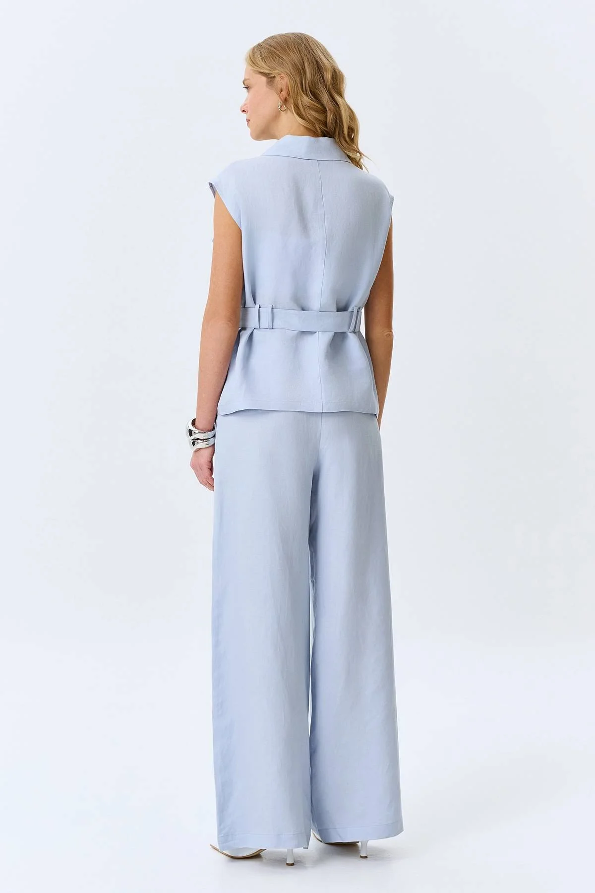 Яркие льняные брюки, 36