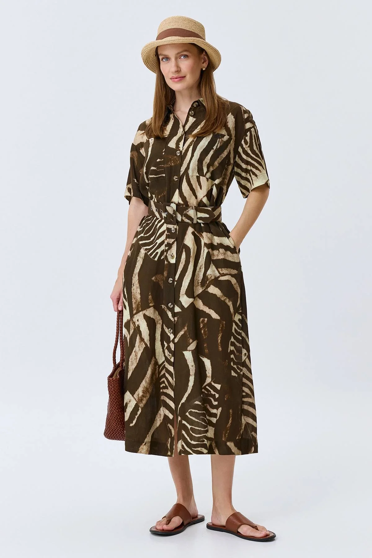 Платье-рубашка в стиле "Сафари", 46