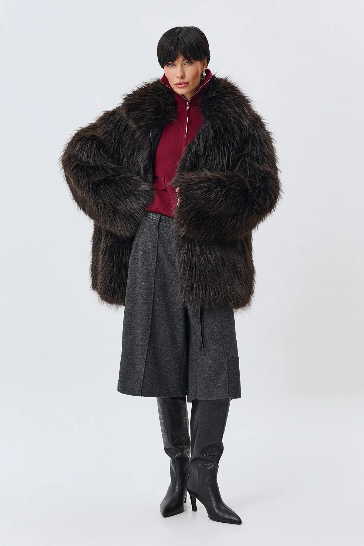 Полушубок oversize из эко-меха, 42