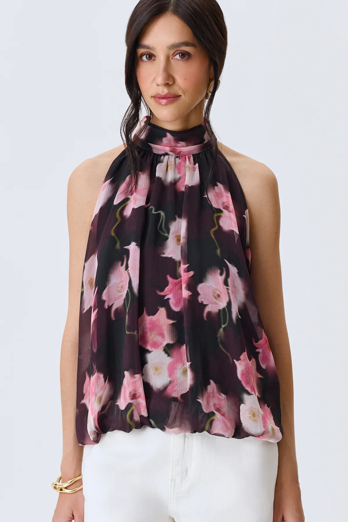 Топ с ярким флоральным принтом, 40