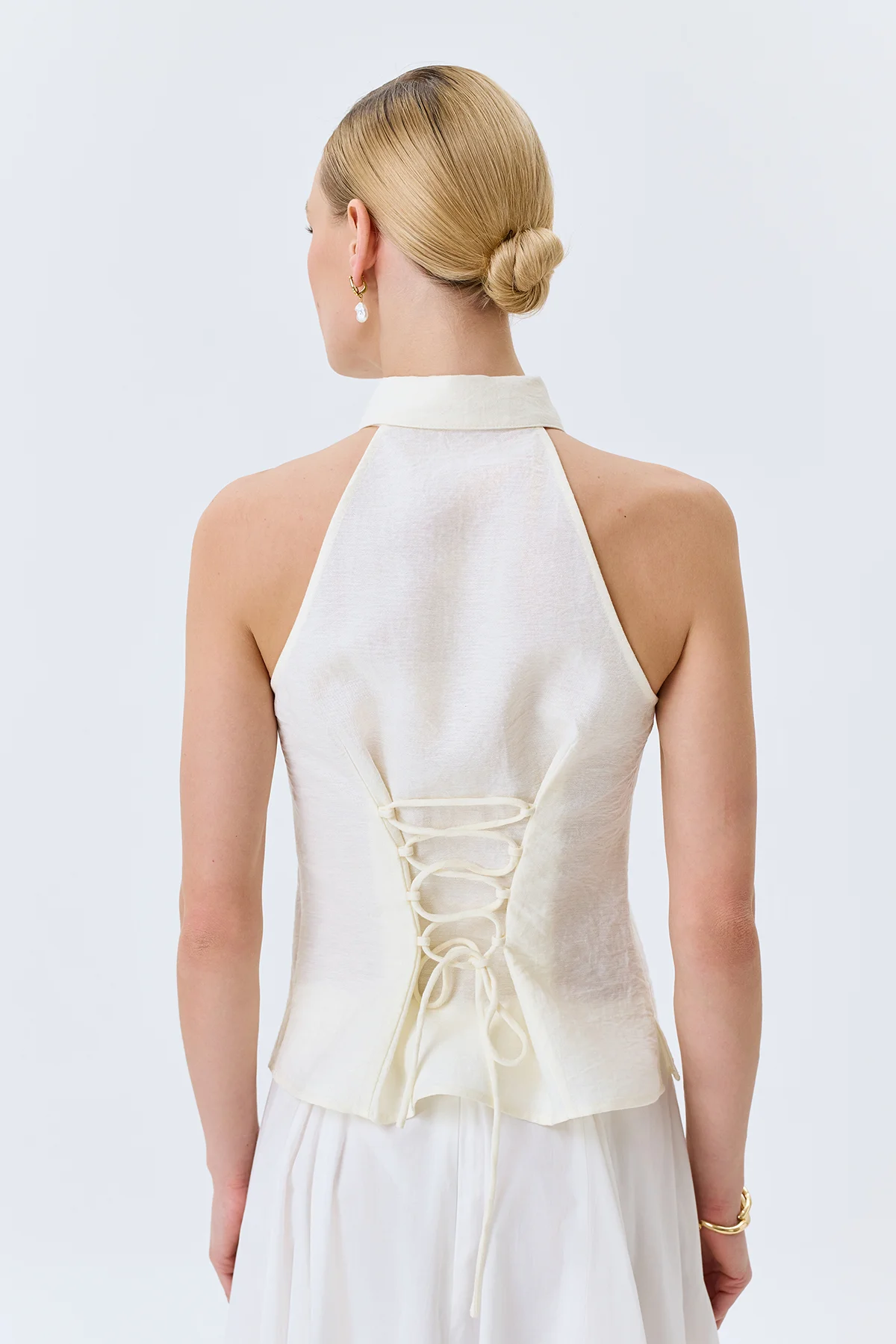 Приталенная блузка с корсетной шнуровкой, 44