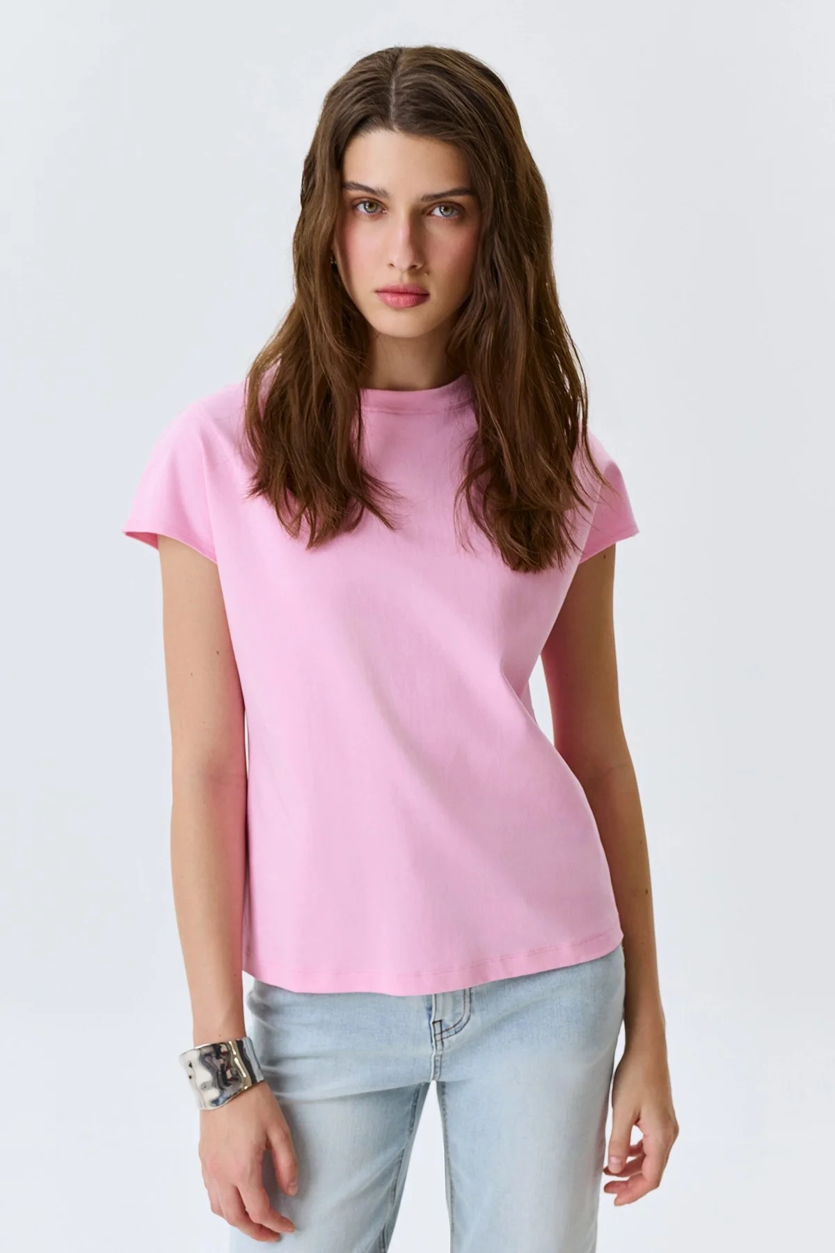 Базовая розовая футболка из 100% хлопка, 52