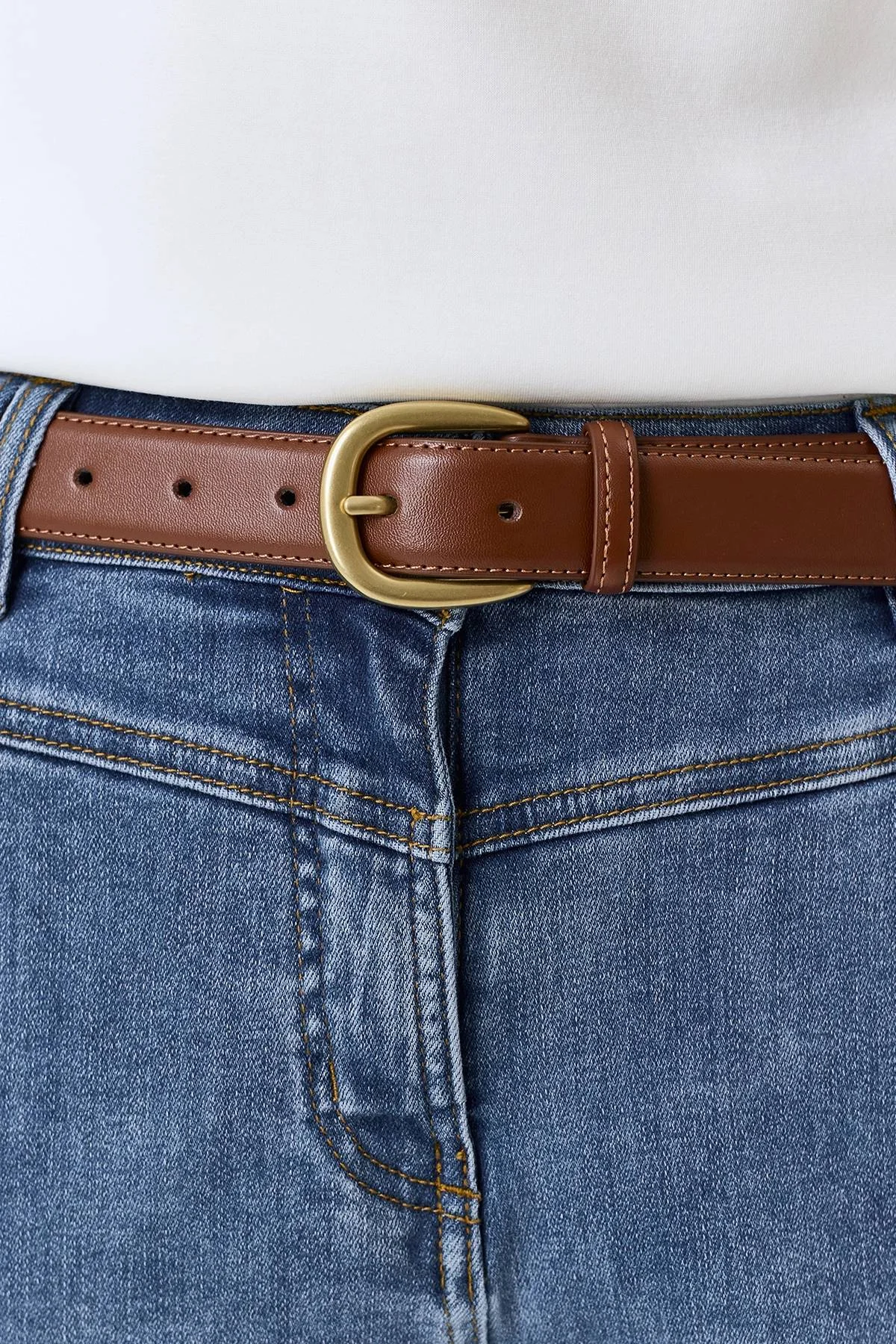 Коричневый ремень из натуральной кожи, S