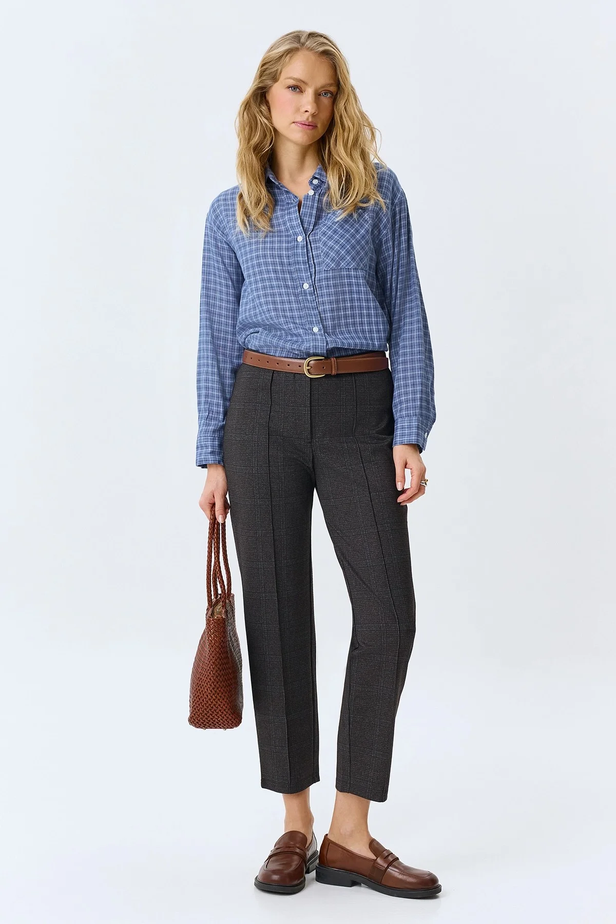 Классические брюки в клетку, 42