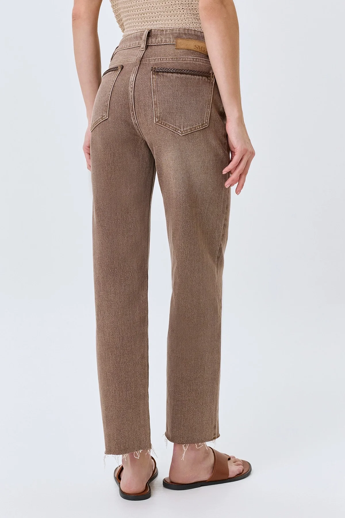 Бежевые джинсы с варкой, 42