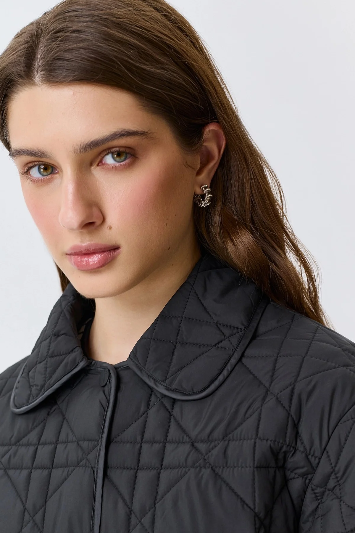 Укороченное стеганое пальто c фактурной стежкой, 44