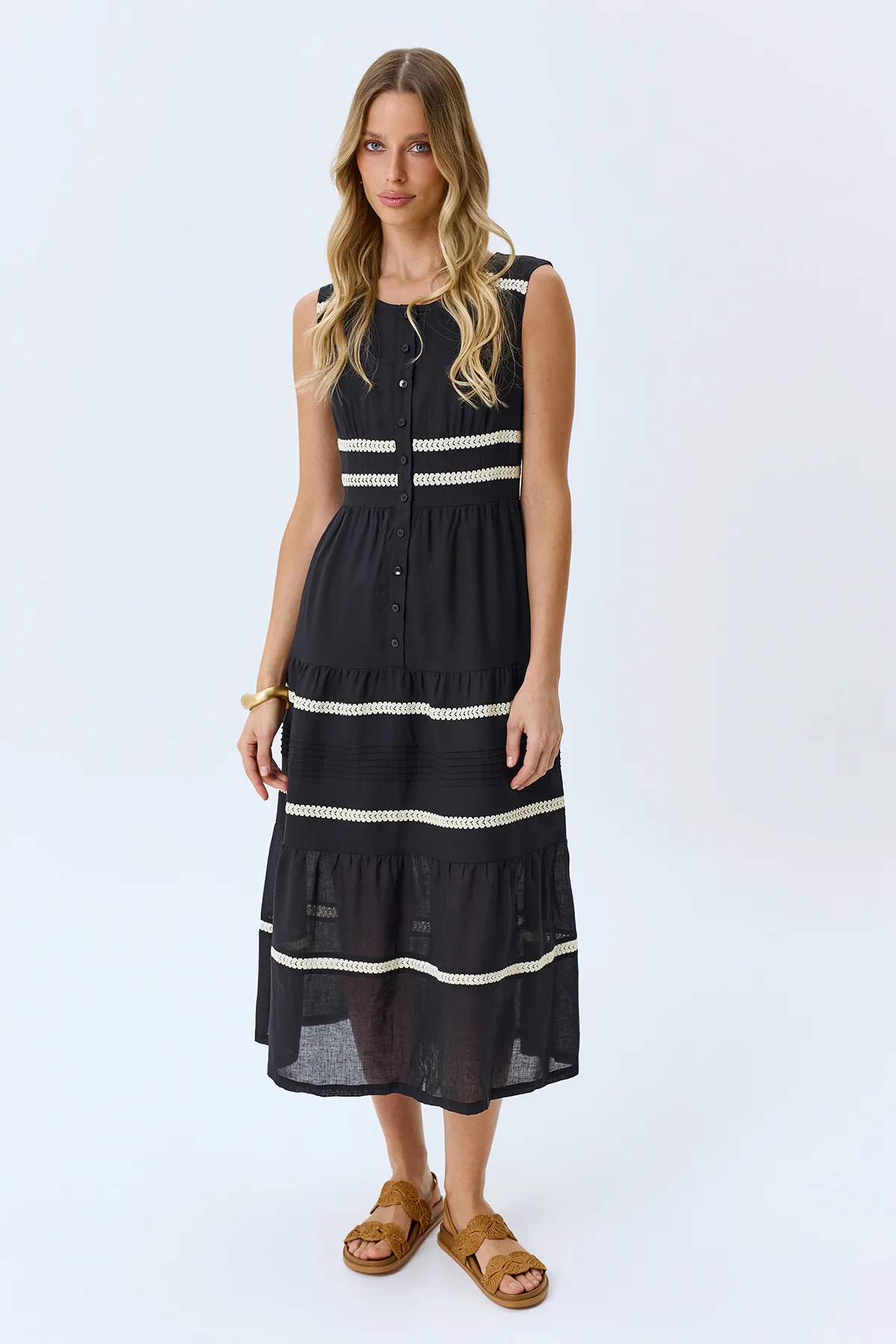 Платье из тенселя с ярусными оборками, 42