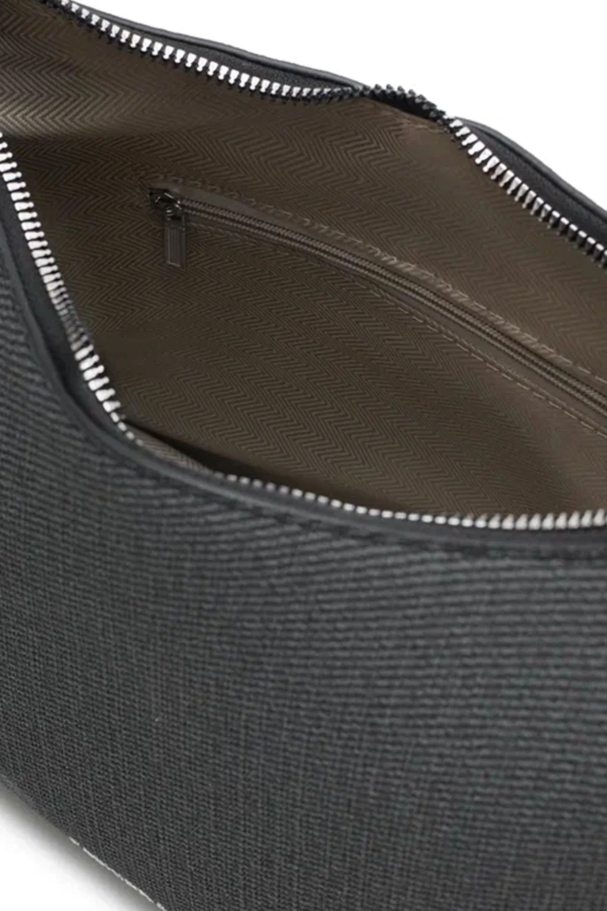 Сумка-багет графитового цвета из рельефной искусственной кожи, One