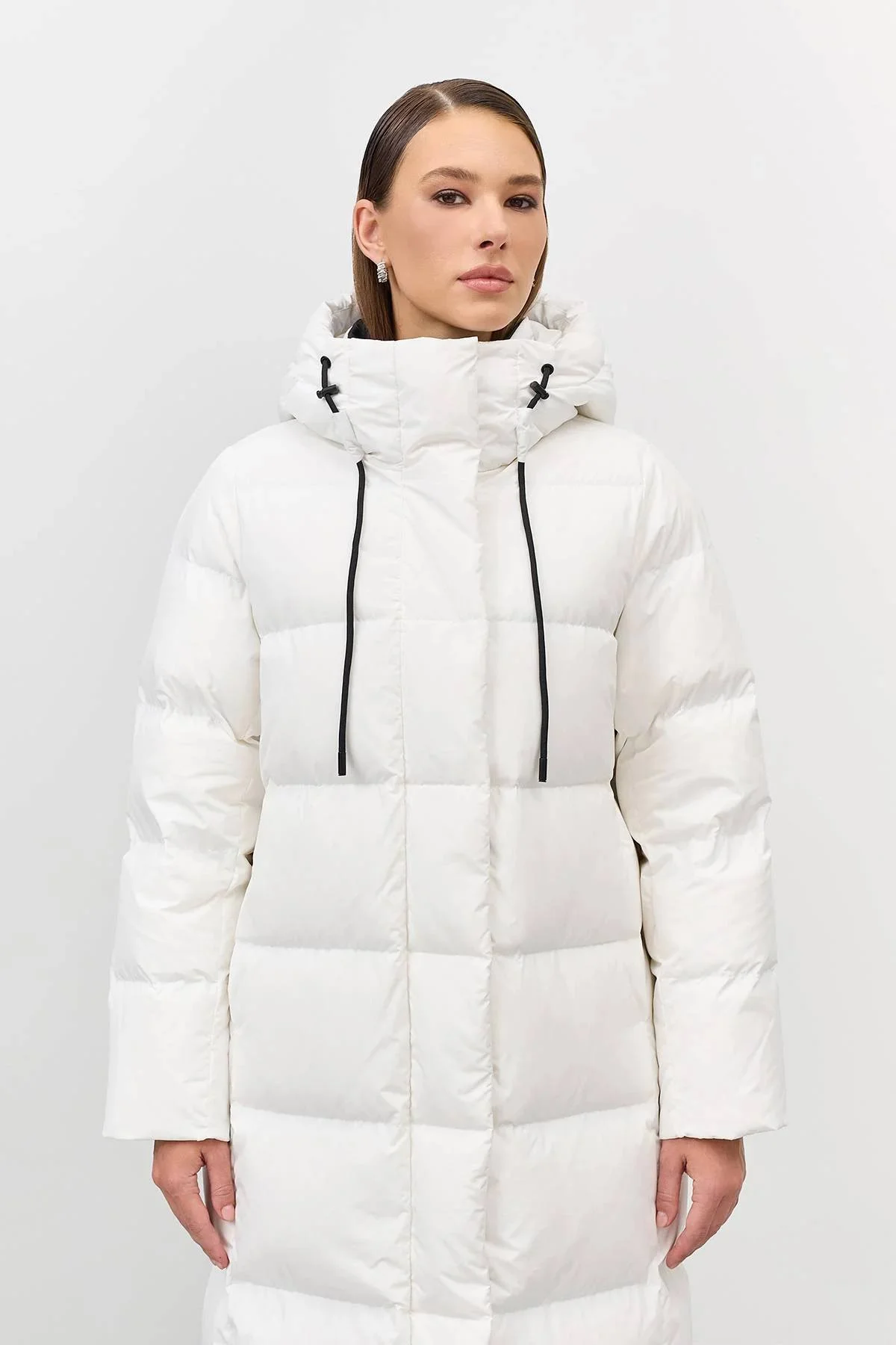 Длинный пуховик на натуральном утеплителе, 52