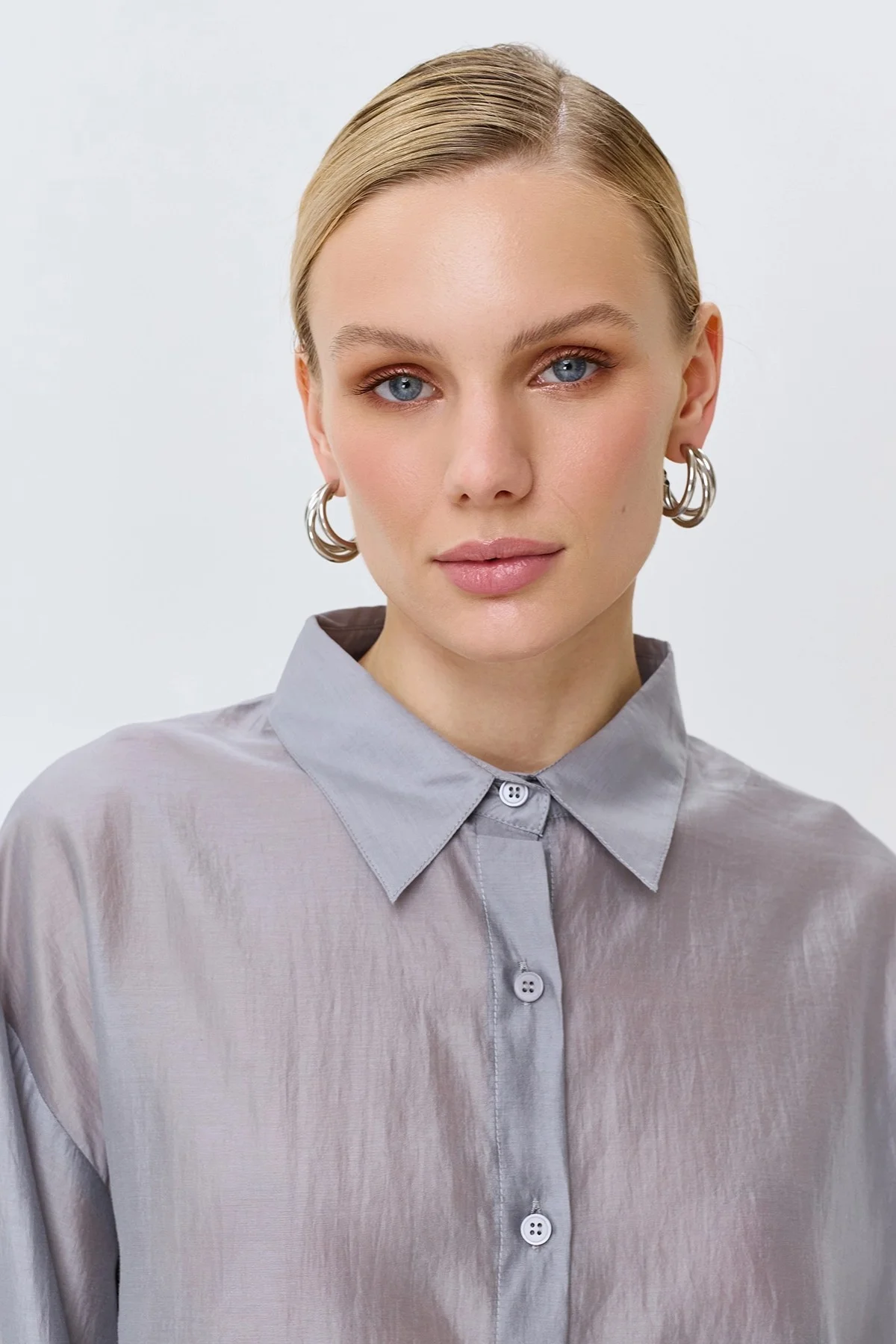 Комбинированная блузка из тенселя, 48