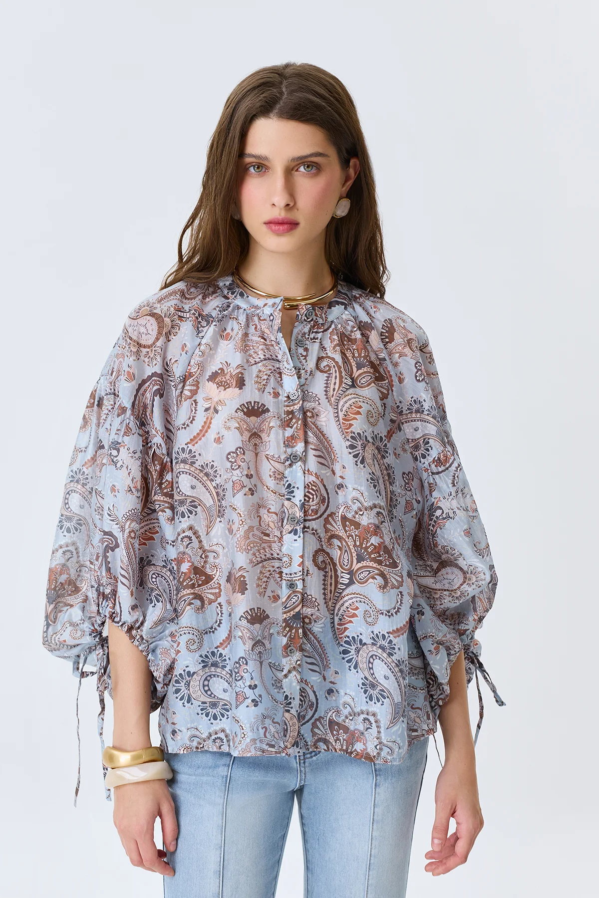 Романтичная блузка с принтом "Пейсли", 46