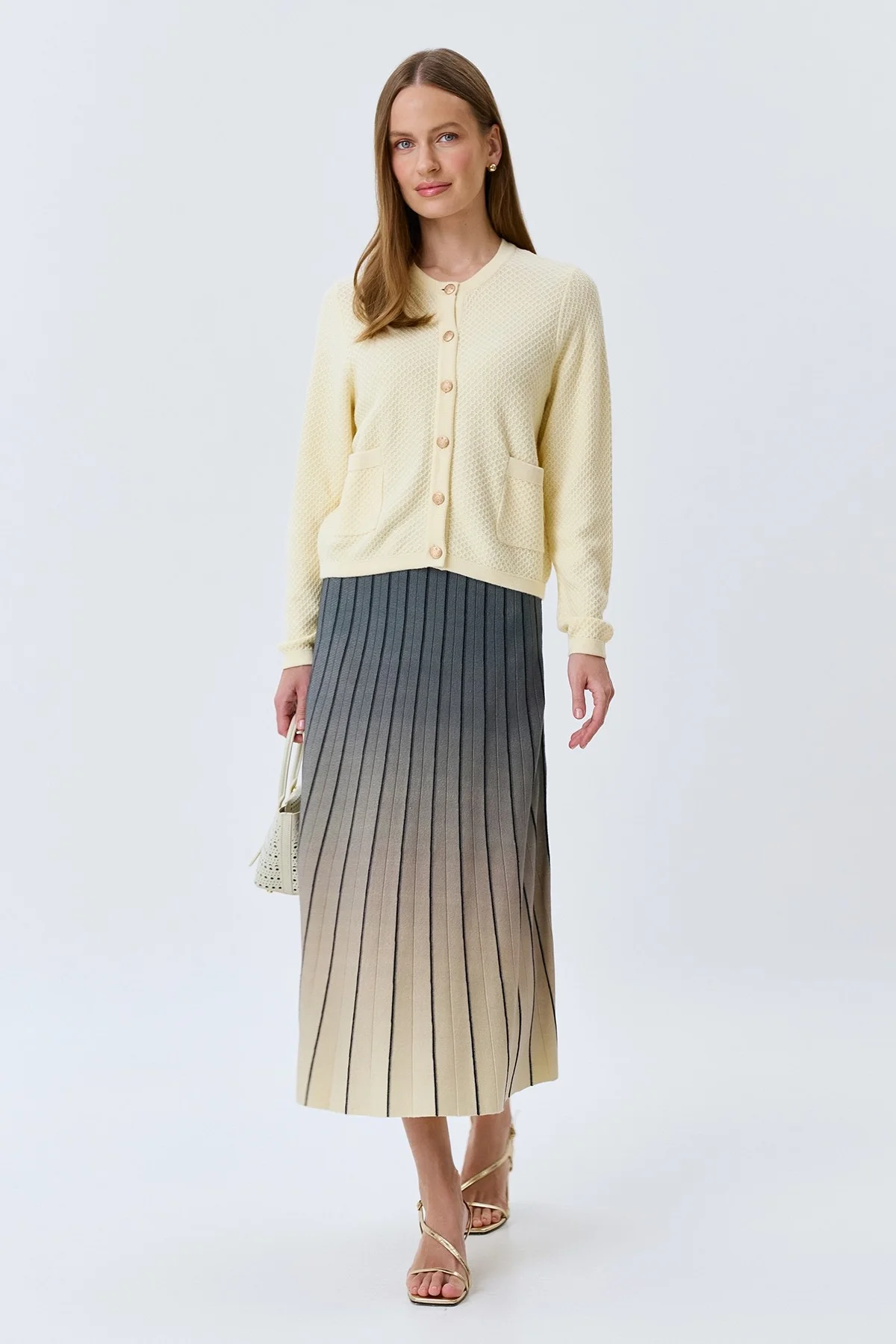 Вязаная юбка с градиентным принтом, 40