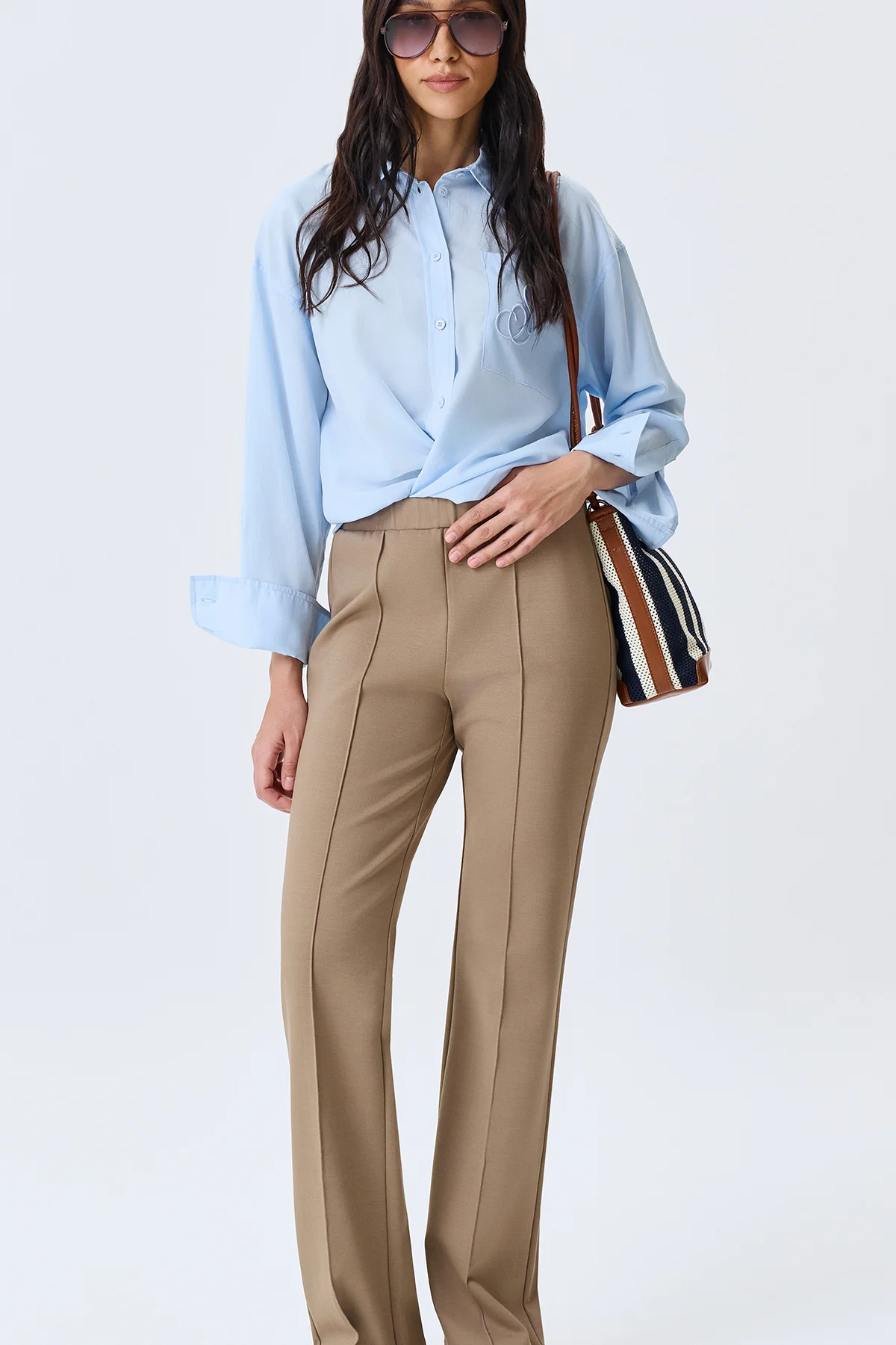 Базовая рубашка в голубом цвете, 46