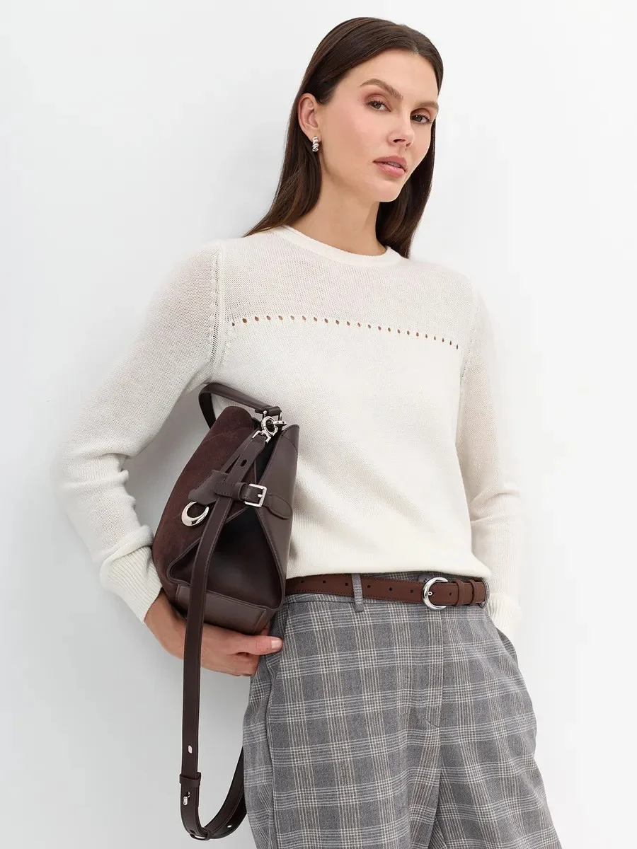 Коричневый ремень из натуральной кожи, M