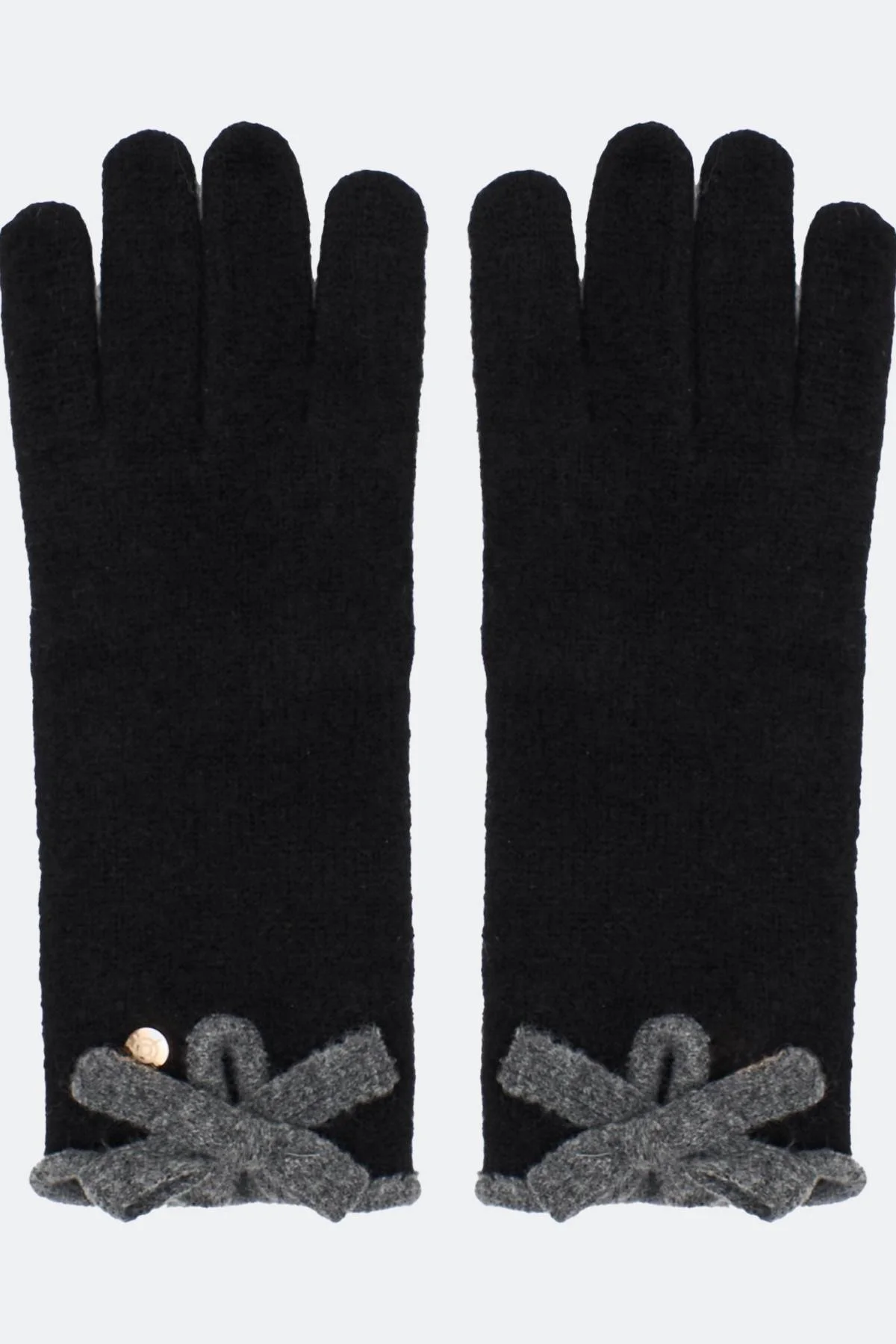 Черные вязаные перчатки с контрастной отделкой, One