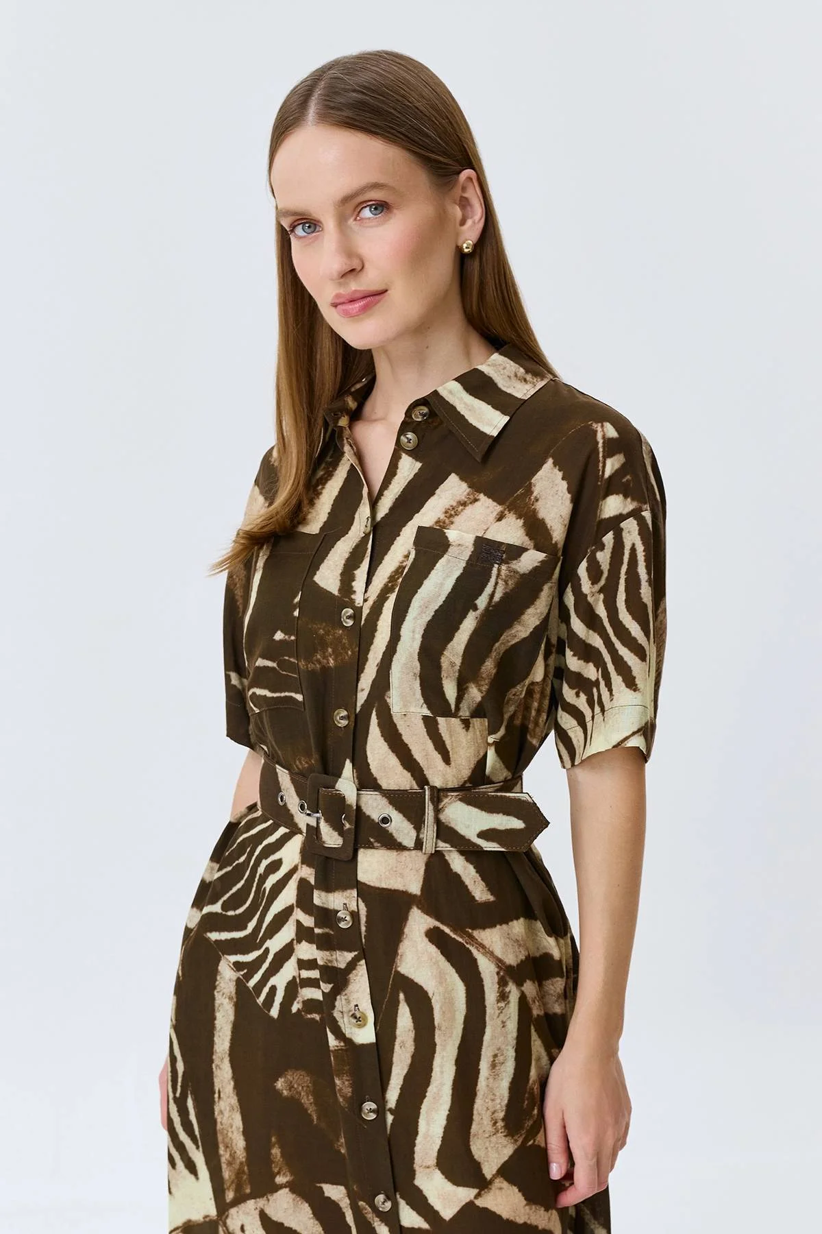 Платье-рубашка в стиле "Сафари", 34